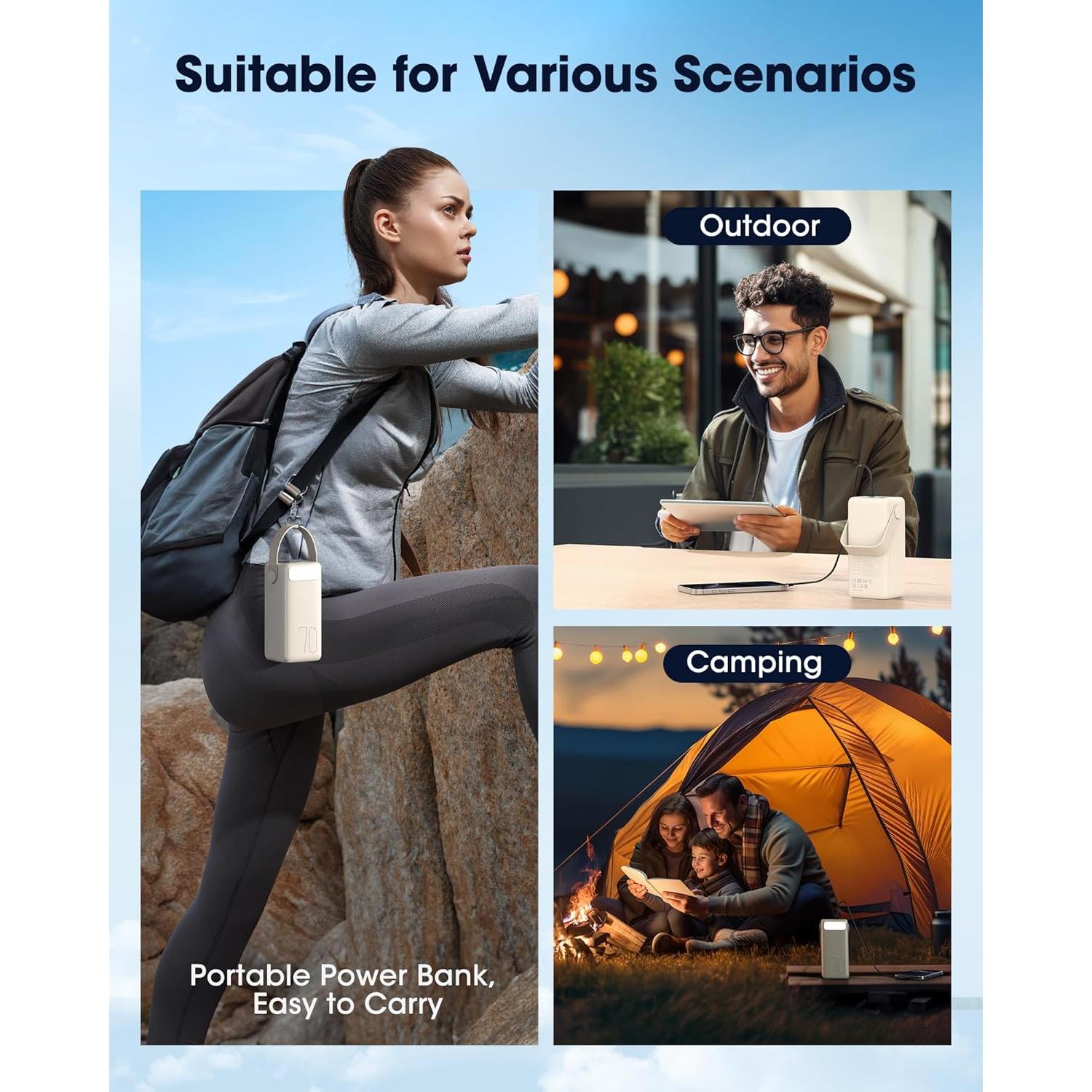 Cargador Portátil 70000mAh Aterob con Carga Rápida 22.5W