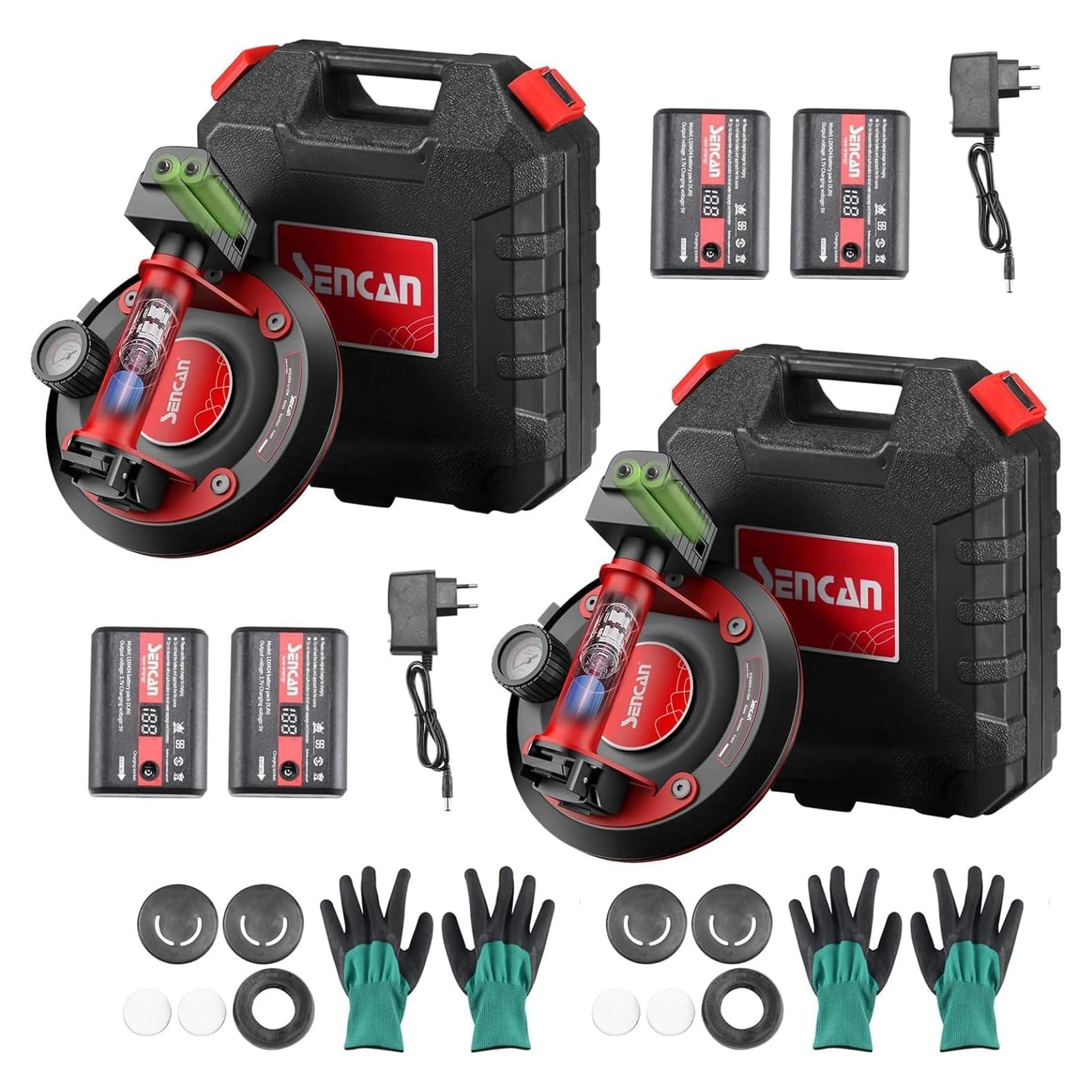 Ventosa eléctrica SENCAN 20.32 cm para levantar vidrio - 2 piezas