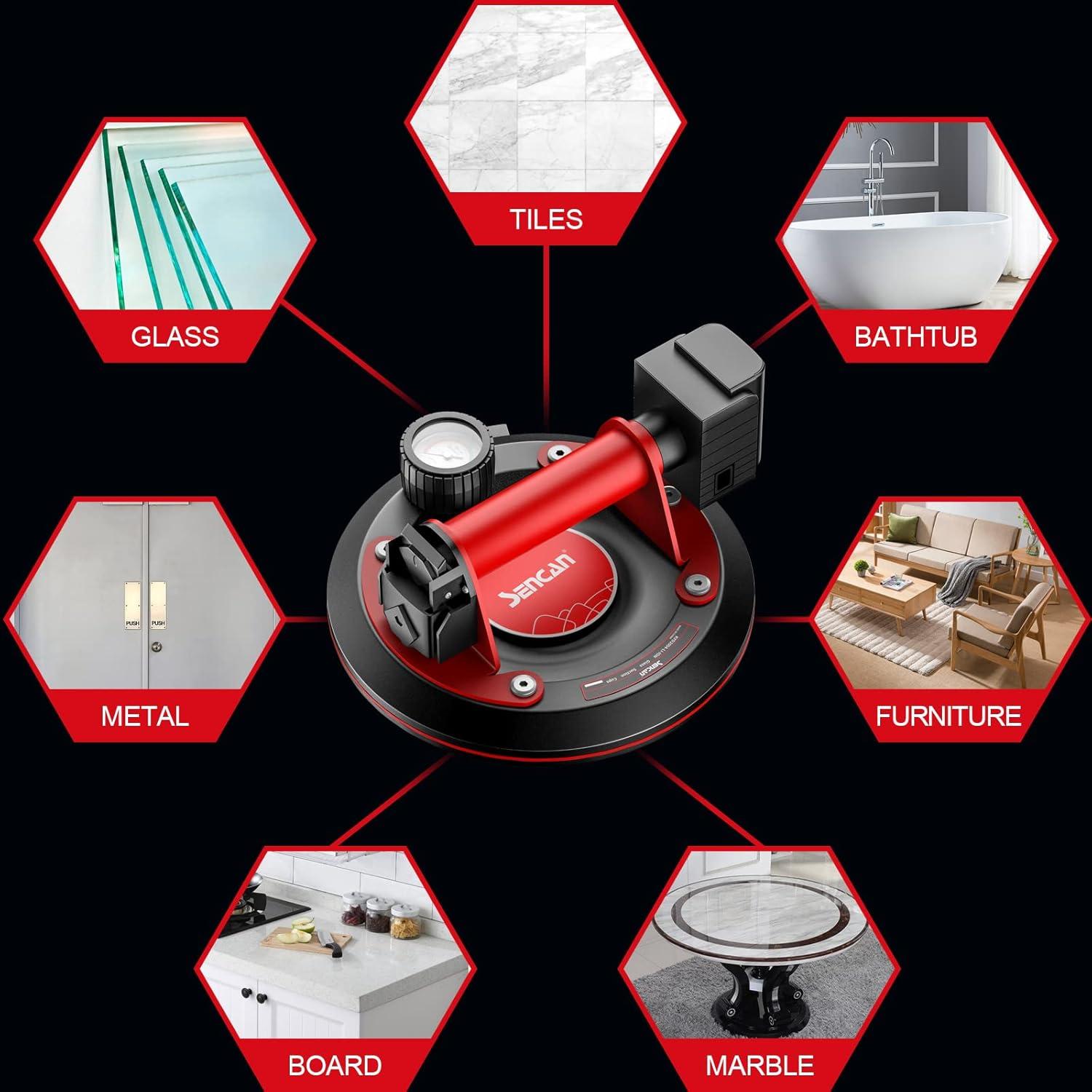 Ventosa eléctrica SENCAN 20.32 cm para levantar vidrio - 2 piezas