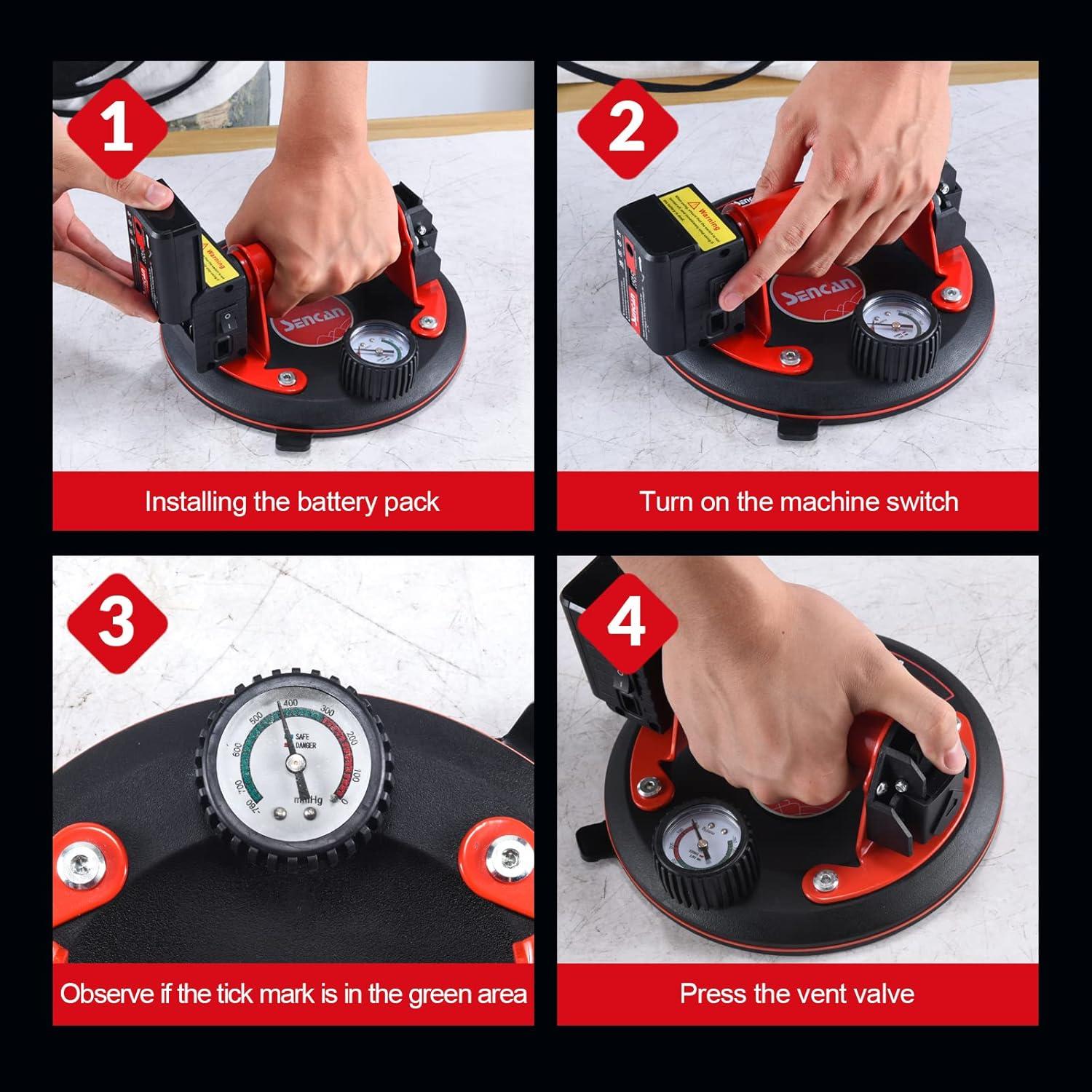 Ventosa eléctrica SENCAN 20.32 cm para levantar vidrio - 2 piezas