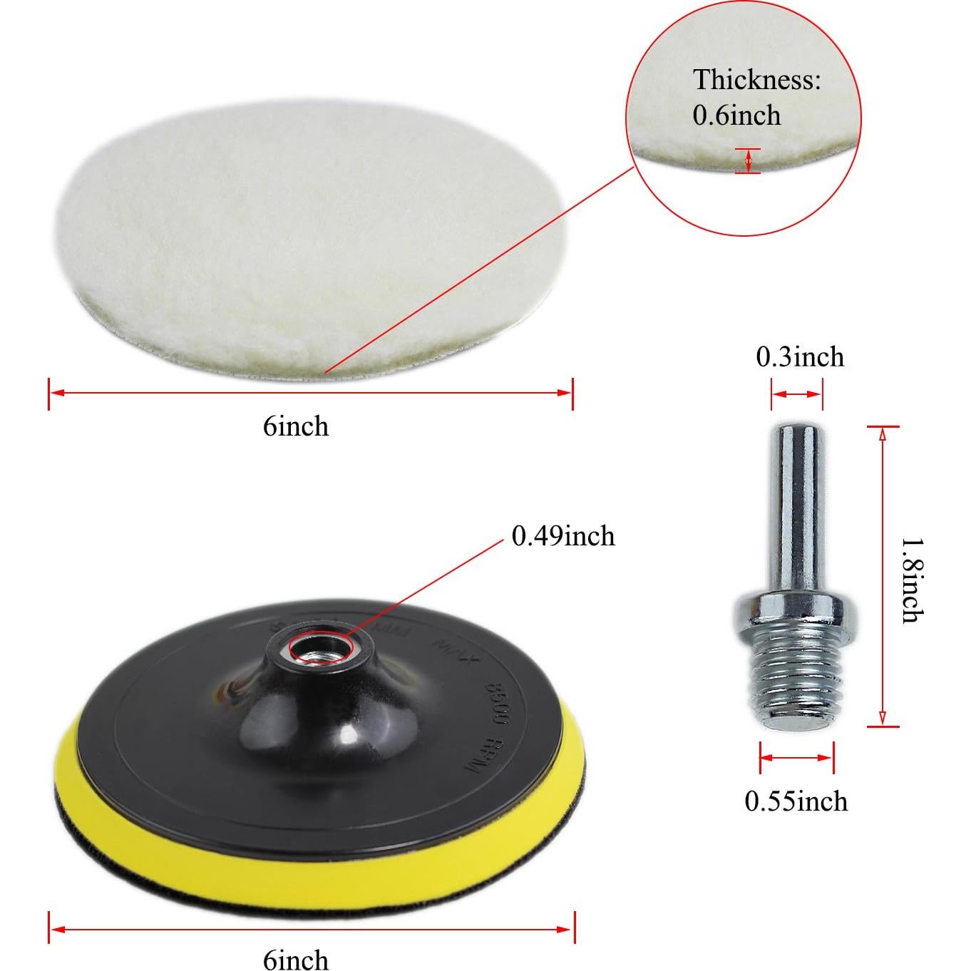 Kit de Pulido y Abrillantado 6 Piezas TuhooMall 3"