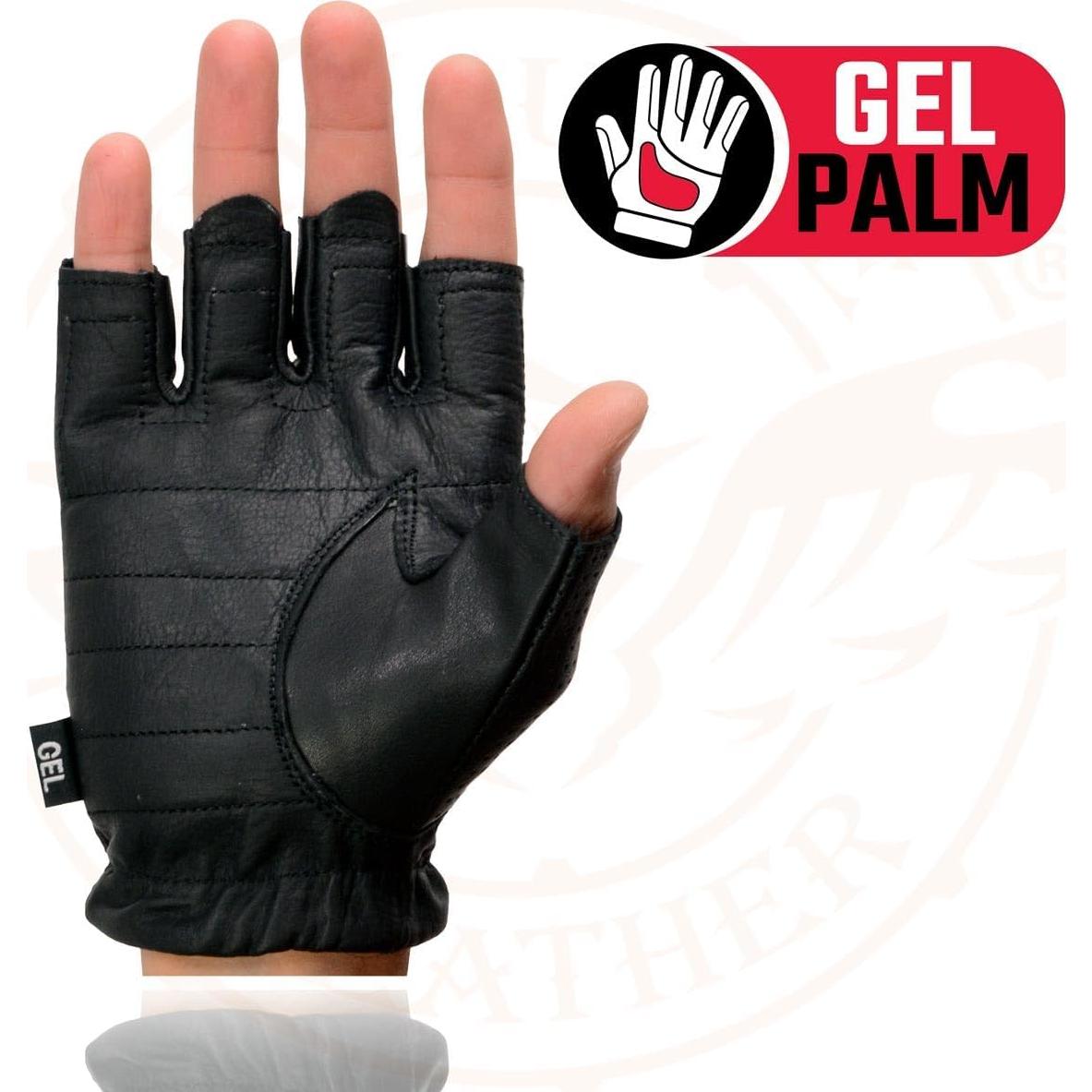 Guantes de Motocicleta Milwaukee SH357 de Cuero Negro con Palma de Gel