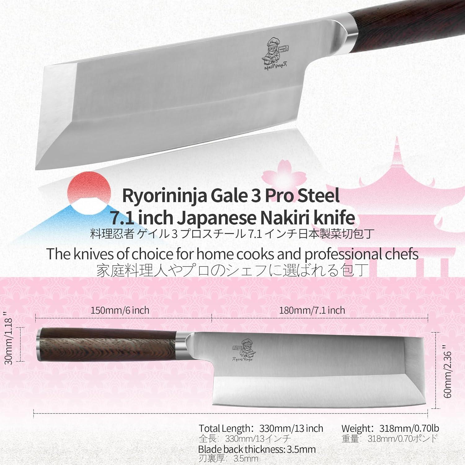 Cuchillo Nakiri 18 cm RyoriNinja de Acero Inoxidable Profesional