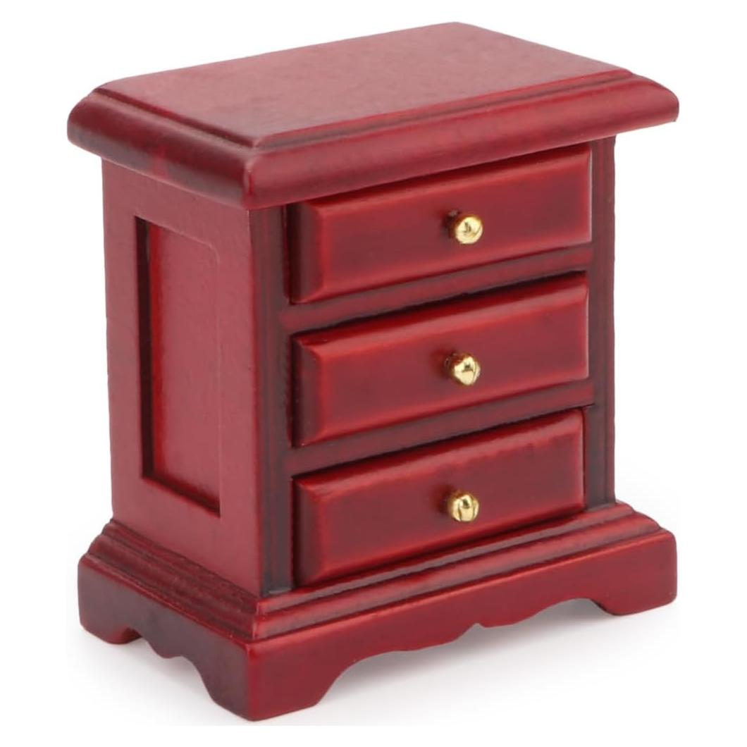 Mesita de Noche Miniatura Cutemini 1:12 Madera Roja 5.58x6cm