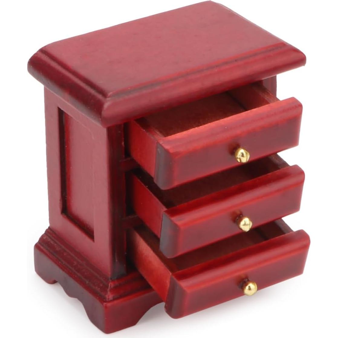 Mesita de Noche Miniatura Cutemini 1:12 Madera Roja 5.58x6cm