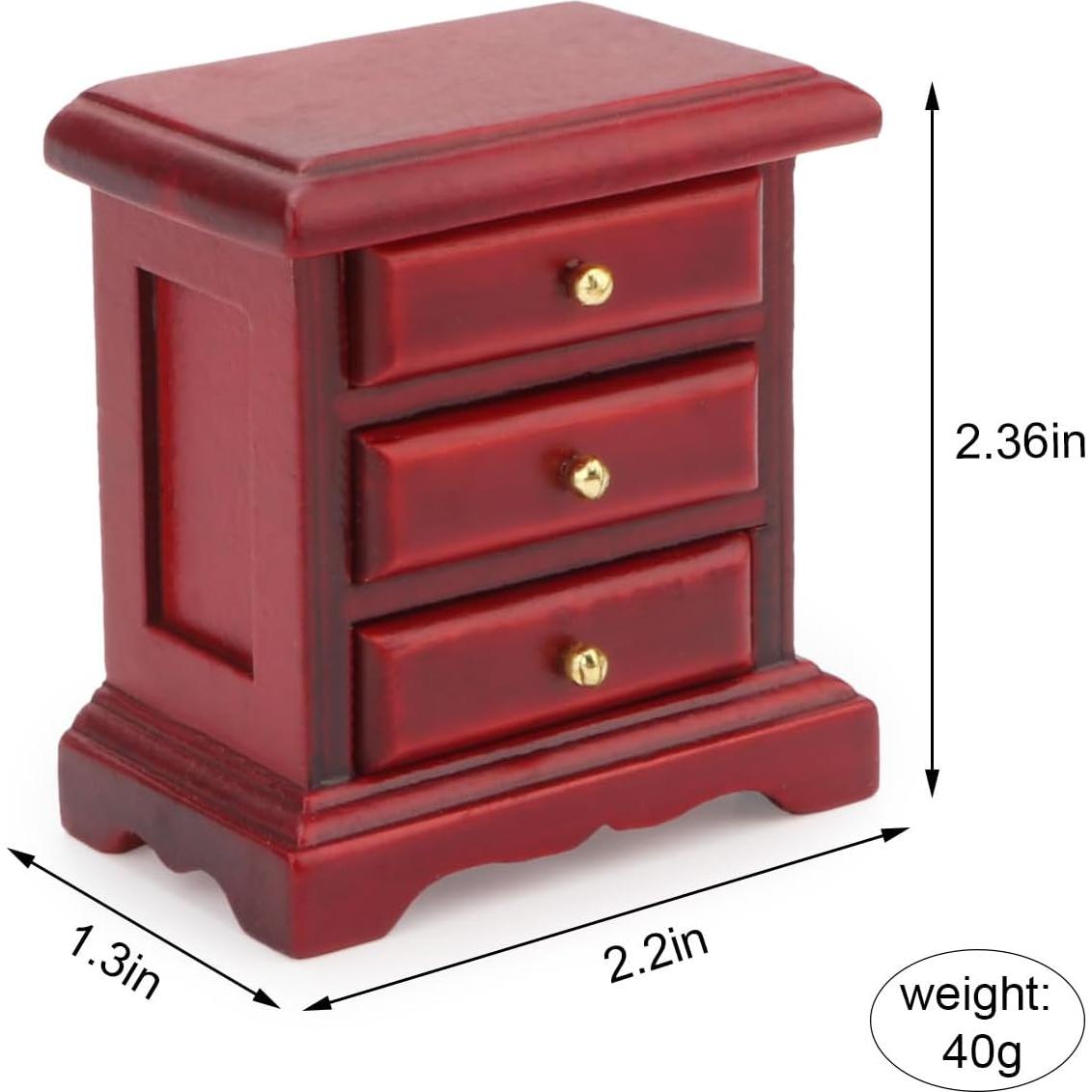 Mesita de Noche Miniatura Cutemini 1:12 Madera Roja 5.58x6cm