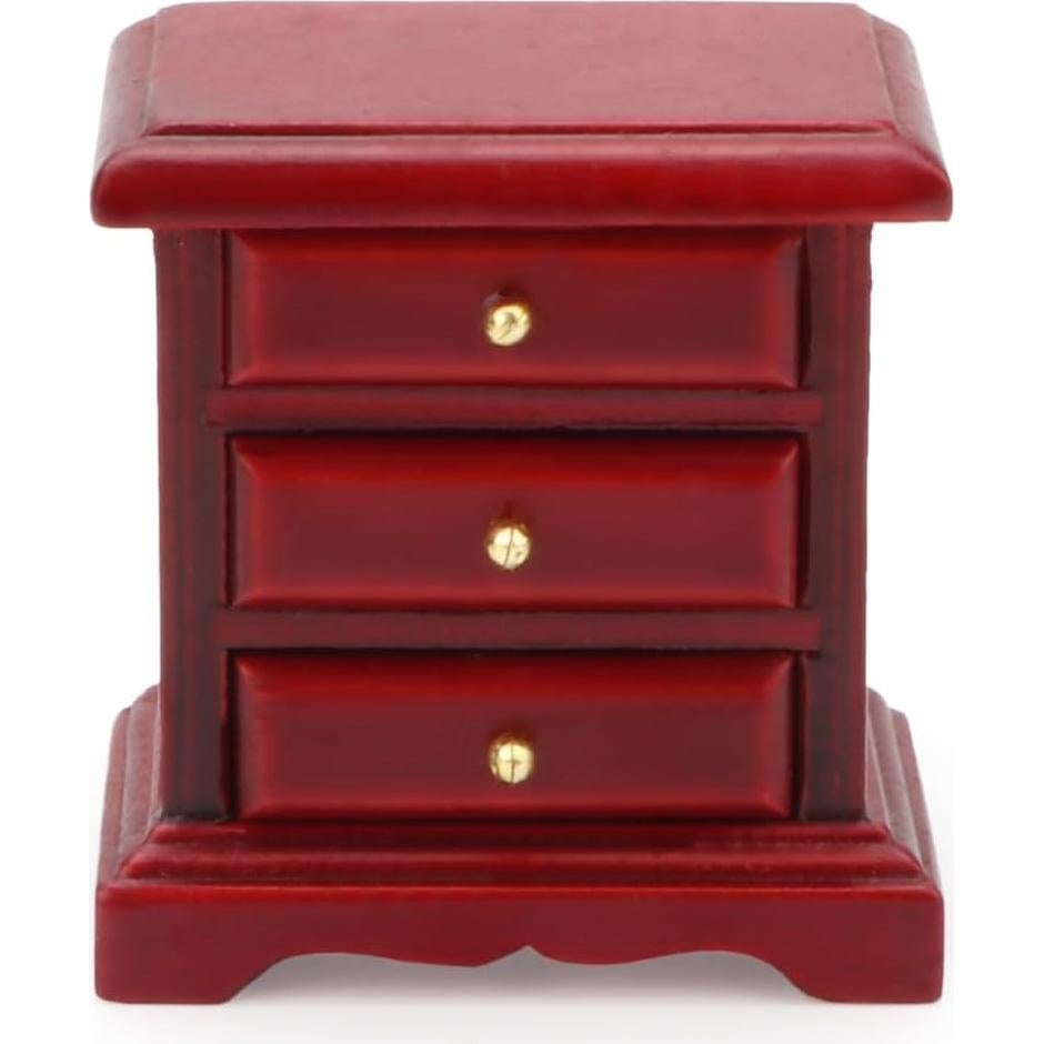 Mesita de Noche Miniatura Cutemini 1:12 Madera Roja 5.58x6cm