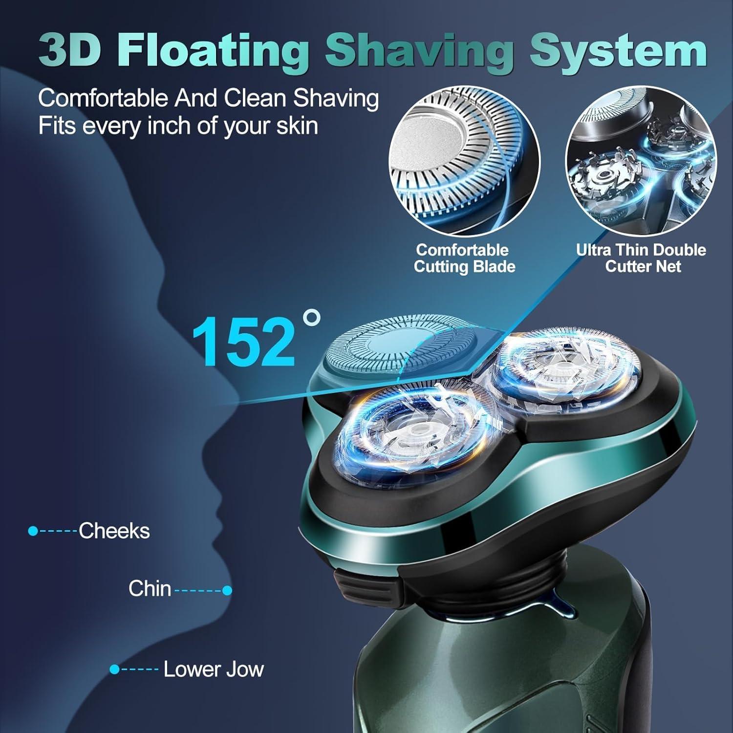 Afeitadora eléctrica Sakioo para hombres IPX7 con cuchillas de repuesto