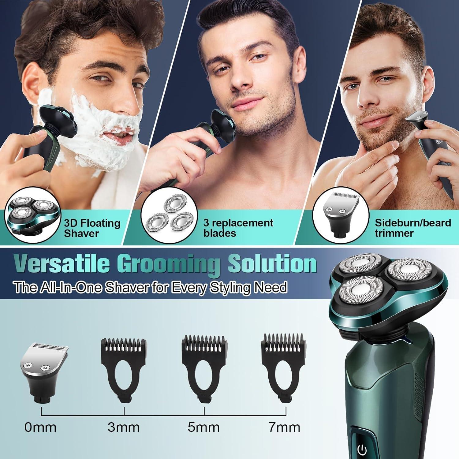 Afeitadora eléctrica Sakioo para hombres IPX7 con cuchillas de repuesto