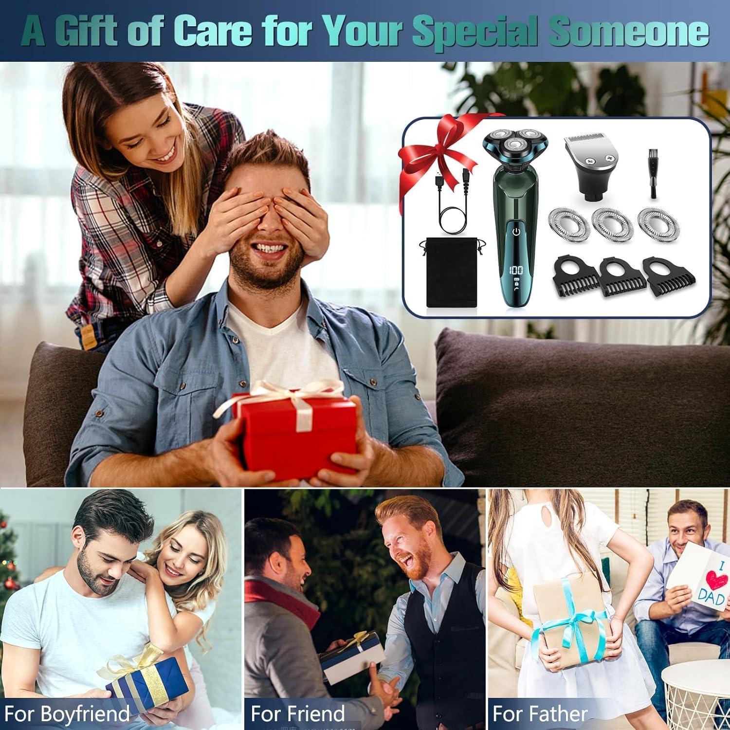 Afeitadora eléctrica Sakioo para hombres IPX7 con cuchillas de repuesto