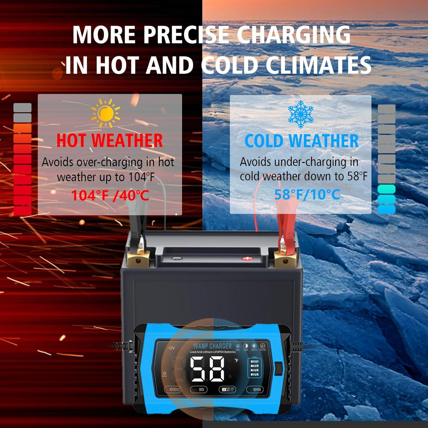 Cargador de Batería Inteligente WPKJ 10A 12V 24V Automático