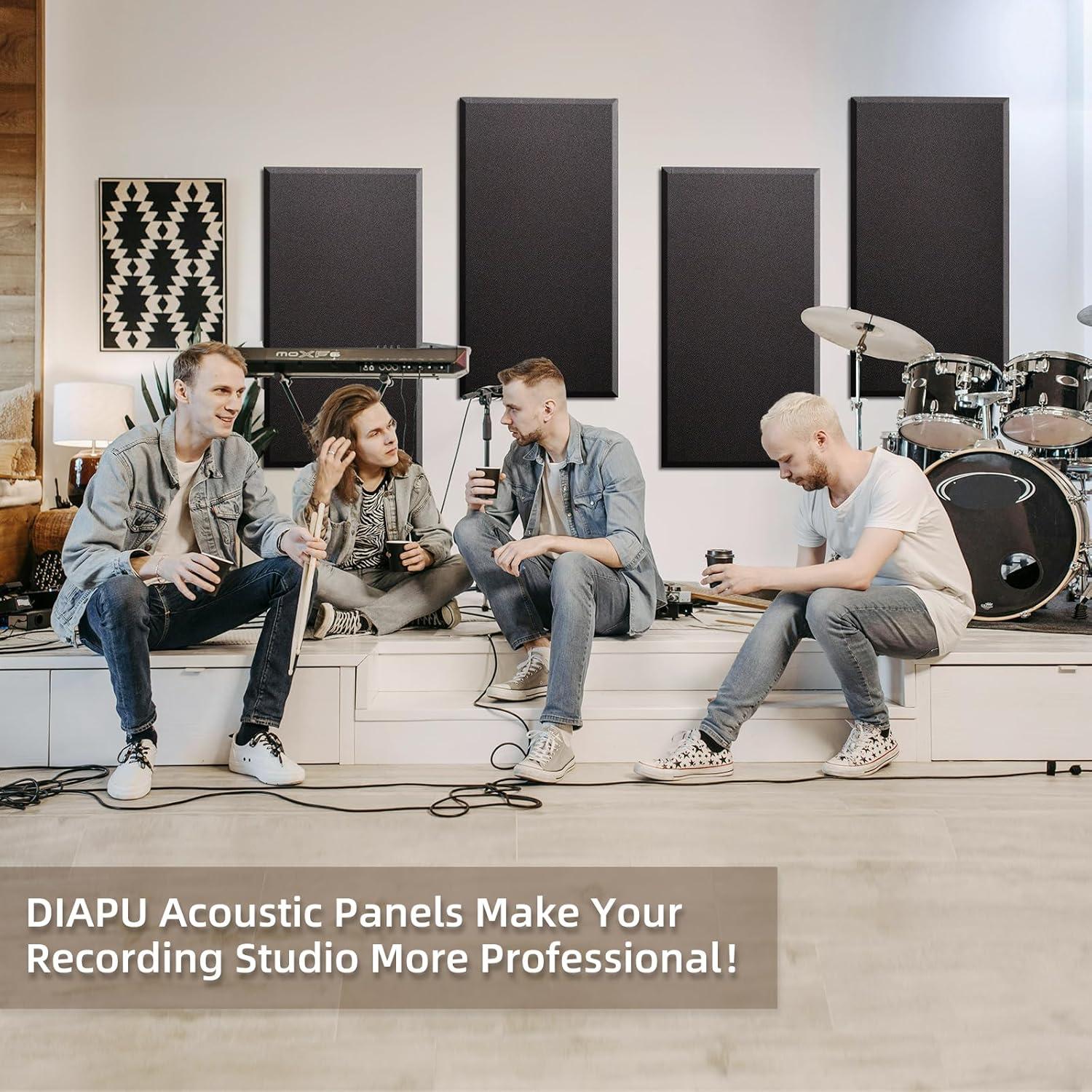 Paneles Acústicos Absorbentes Diapu 4 pcs 60x30x3.5 cm Negro