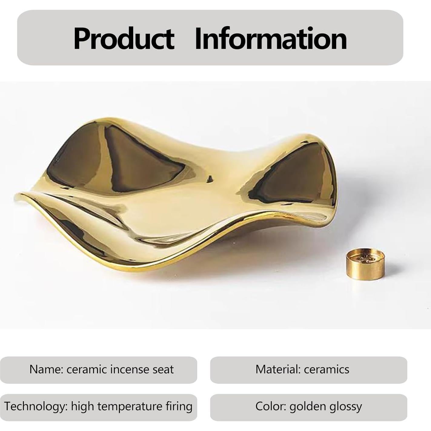 Quemador de Incienso Cerámica Huulmood Oro 17x17 cm