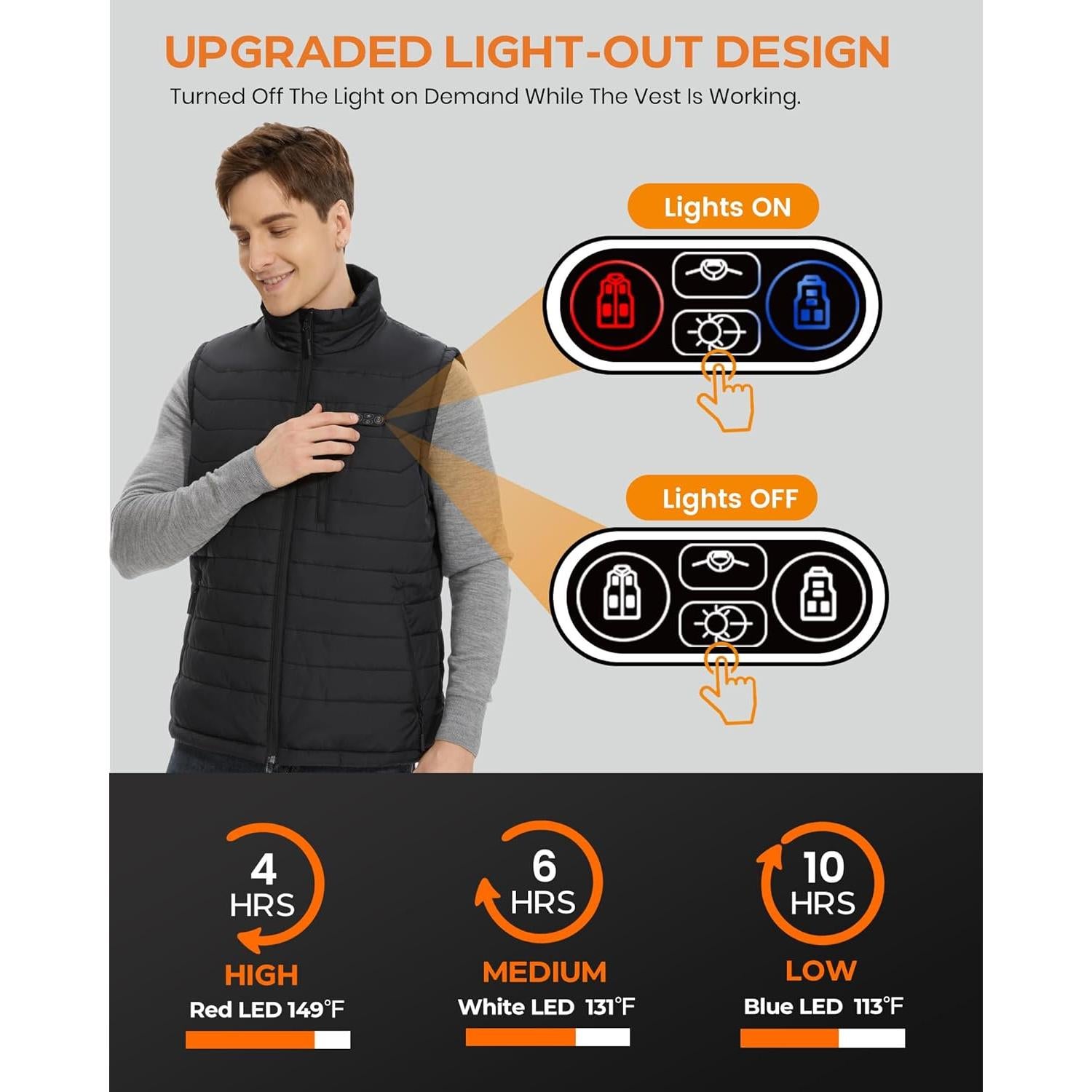 Chaleco Térmico Hombre 7.4V 16000mAh Calor Ajustable