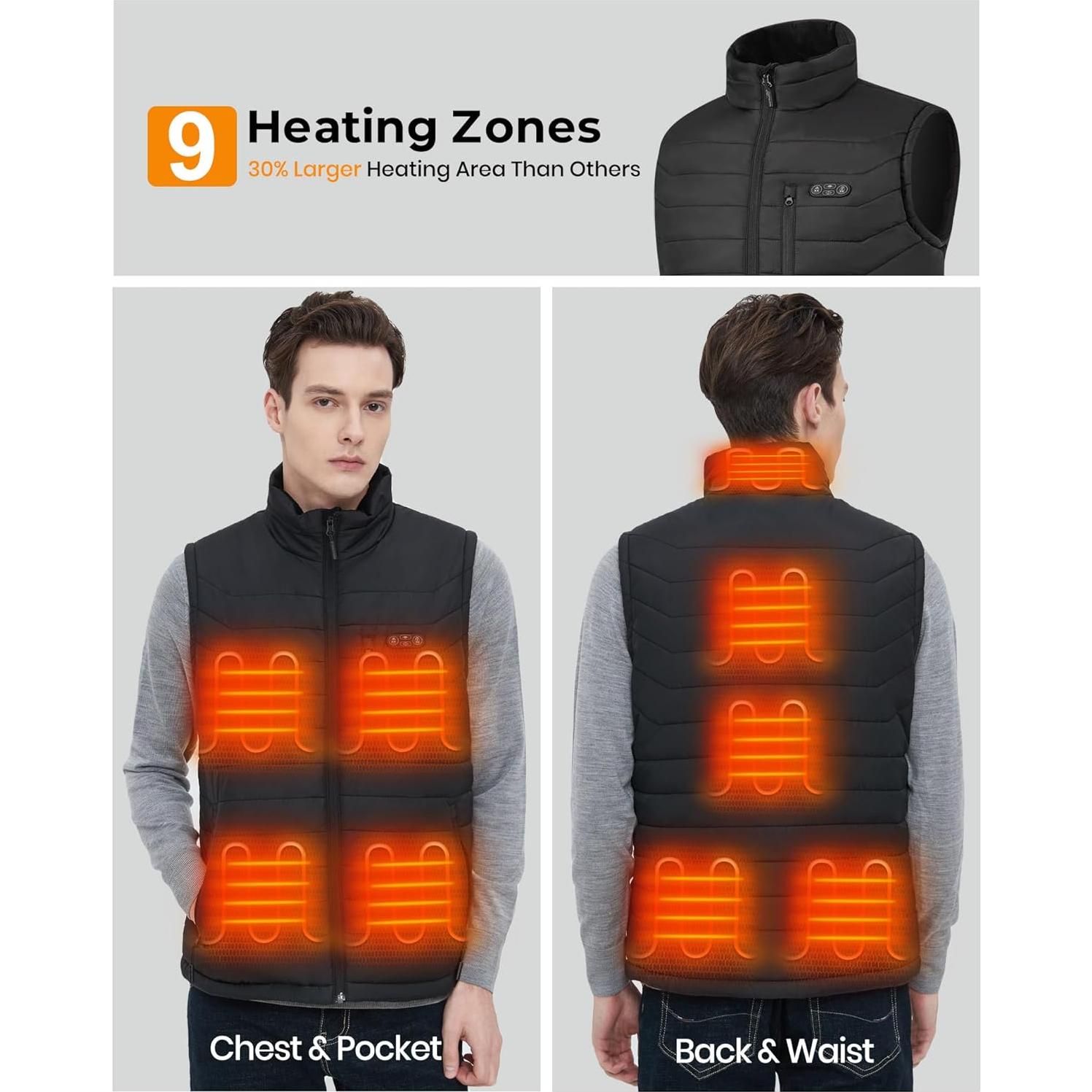 Chaleco Térmico Hombre 7.4V 16000mAh Calor Ajustable