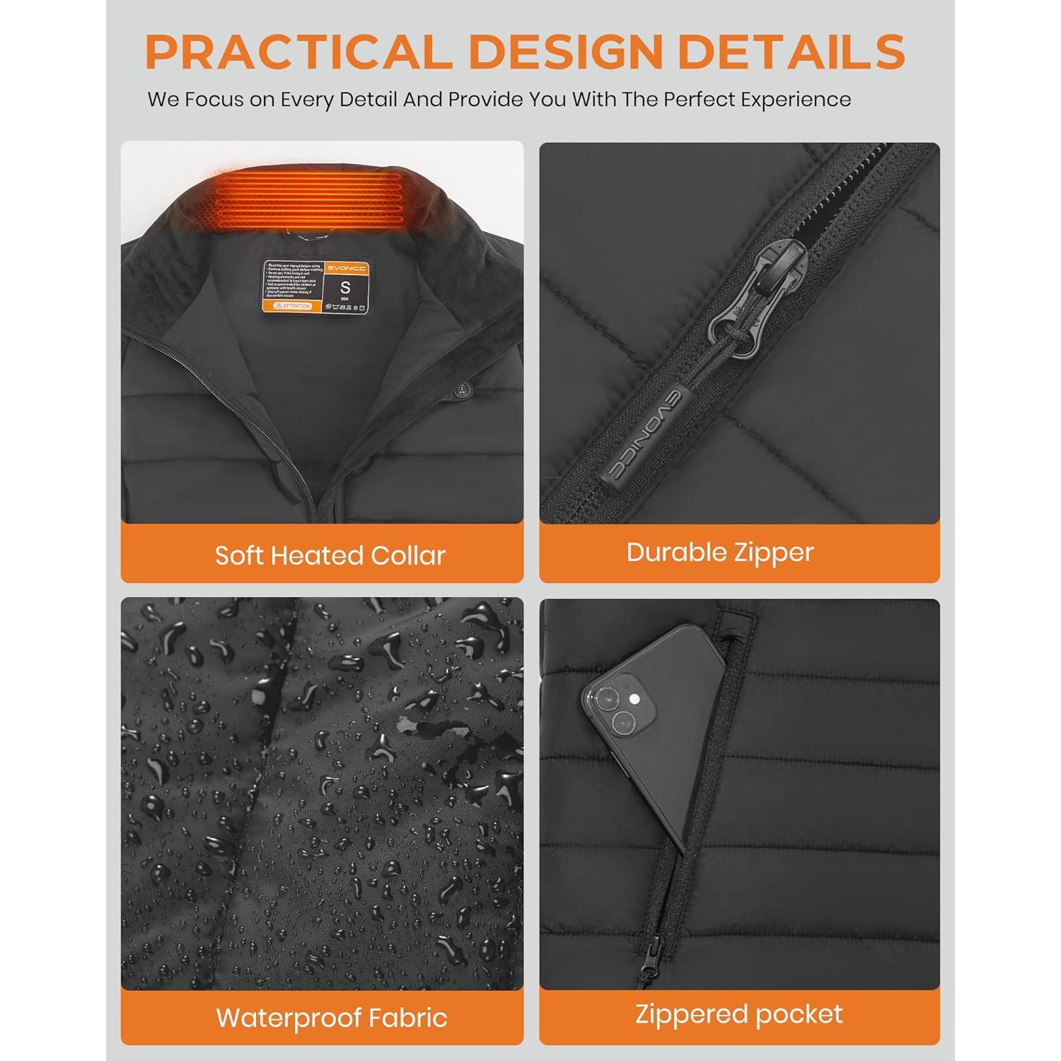 Chaleco Térmico Hombre 7.4V 16000mAh Calor Ajustable