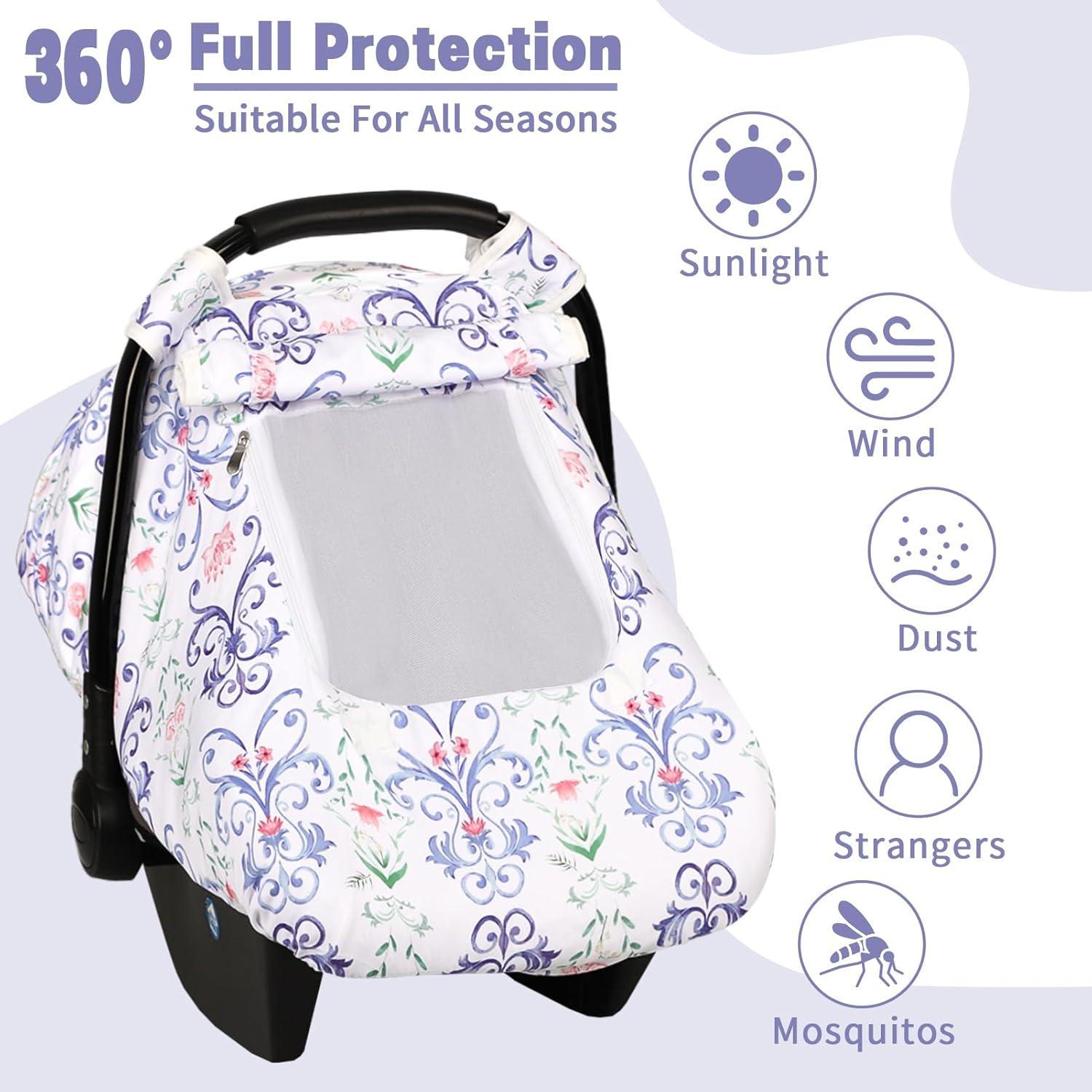 Funda de Asiento de Coche para Bebé HNHUAMING Floral Azul