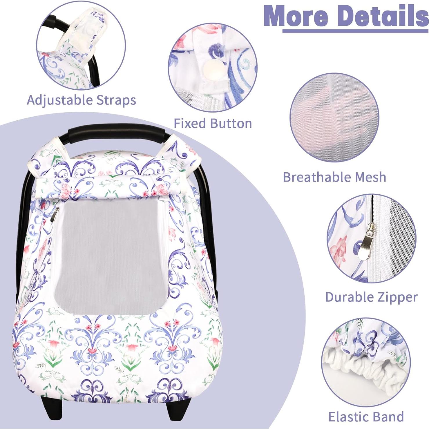 Funda de Asiento de Coche para Bebé HNHUAMING Floral Azul