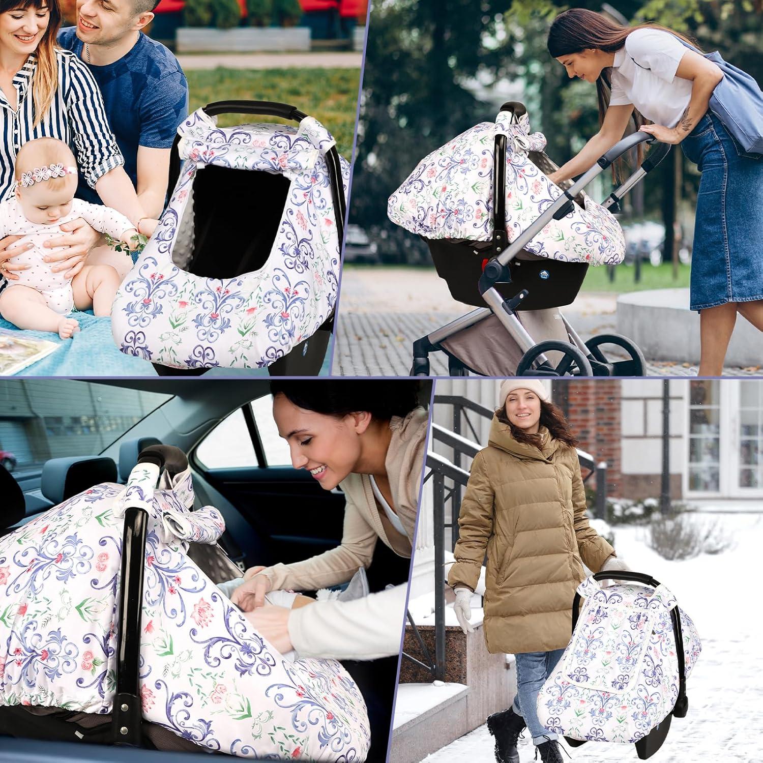 Funda de Asiento de Coche para Bebé HNHUAMING Floral Azul