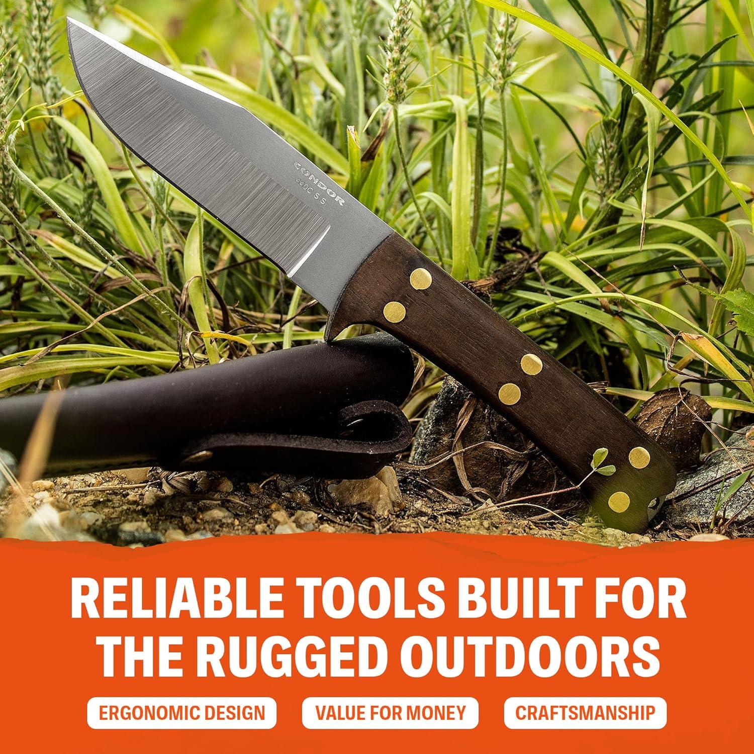 Cuchillo de Caza Condor Lifeland - Acero Inoxidable 440C - Mango de Nogal