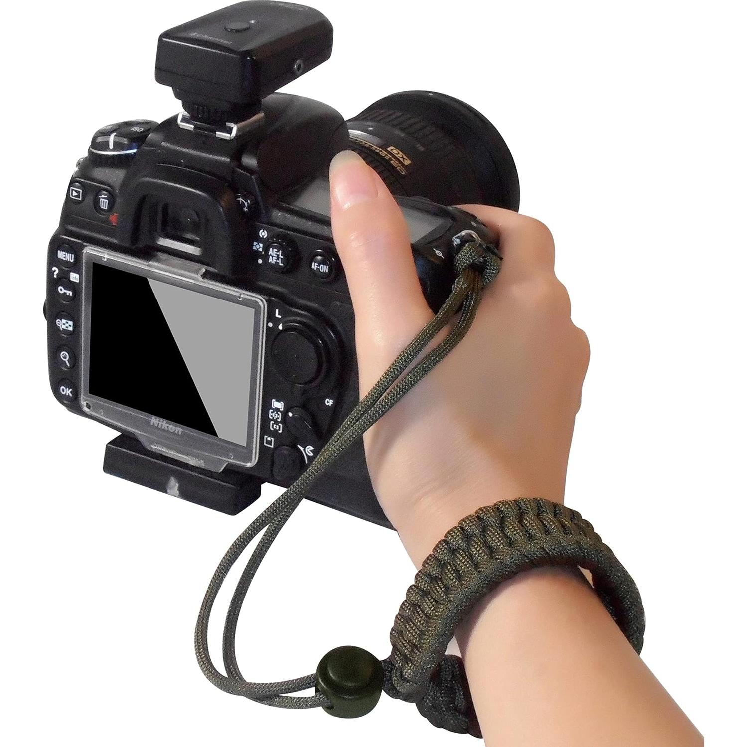 Correa de Muñeca Ajustable Paracord 550 Verde Militar para Cámara