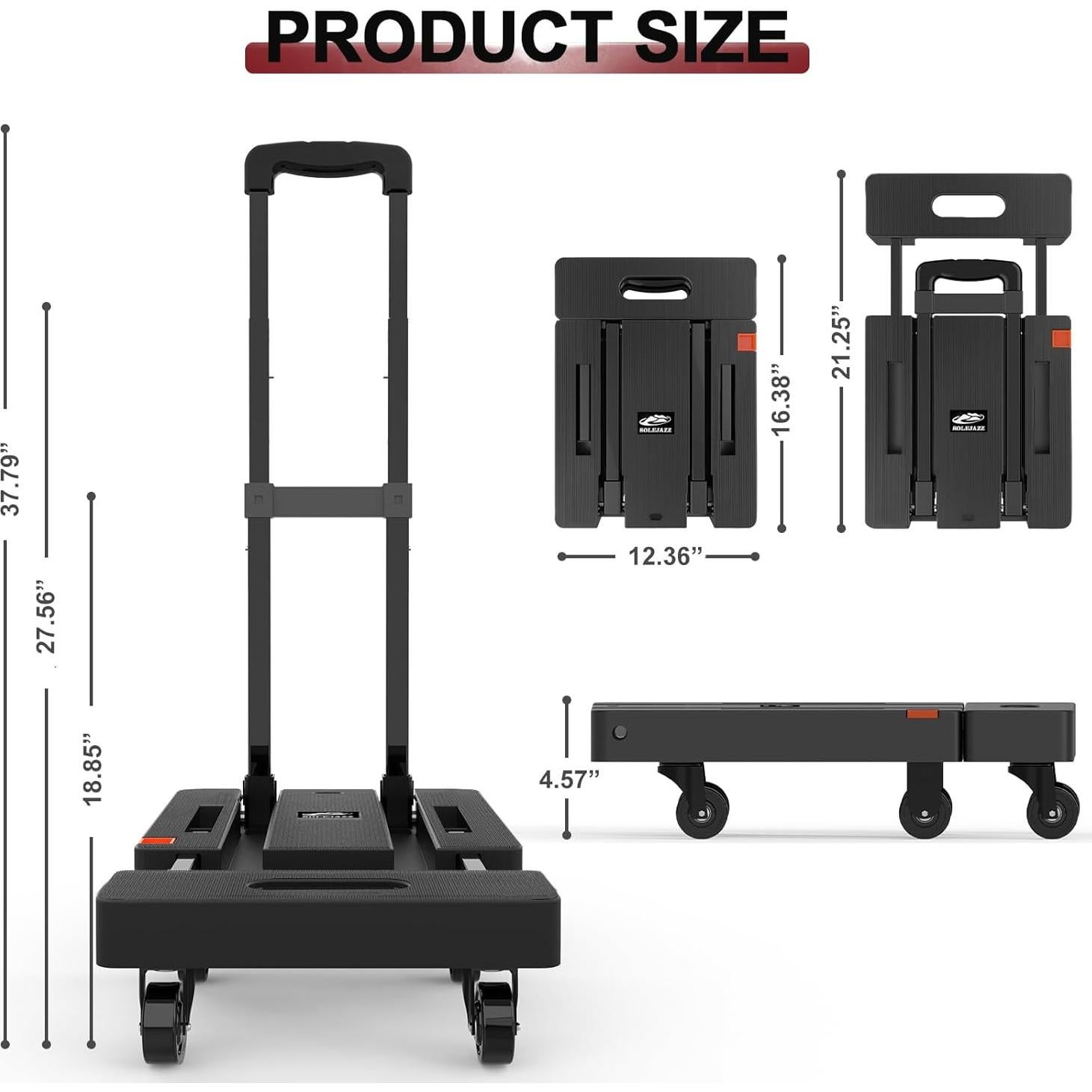 Carro de Mano Plegable SOLEJAZZ 226.8 kg Negro