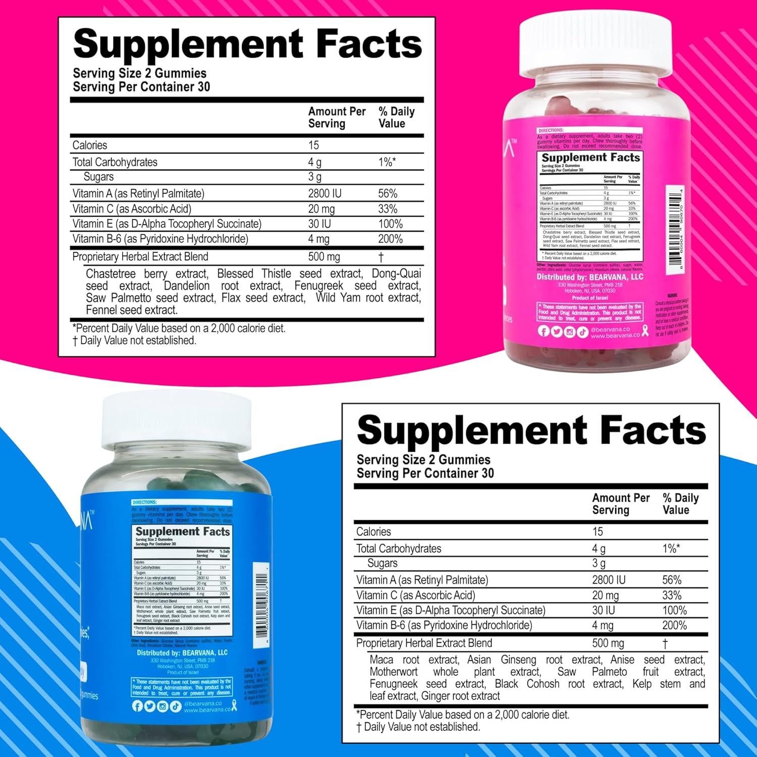 Gomas de Soporte Herbal Bearvana para Mujeres - 120 Gomas