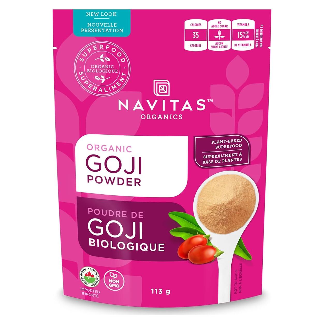 Polvo de Goji Orgánico Navitas 113.4g - Antioxidantes, 12 Porciones
