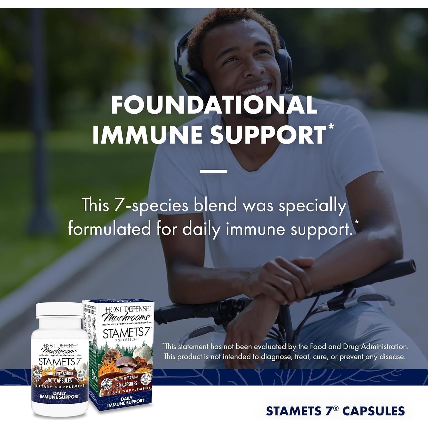 Suplemento de Hongos Host Defense Stamets 7 - 30 Cápsulas