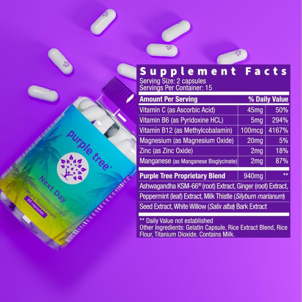 Suplemento Recuperación Matutina Purple Tree 30 Pastillas