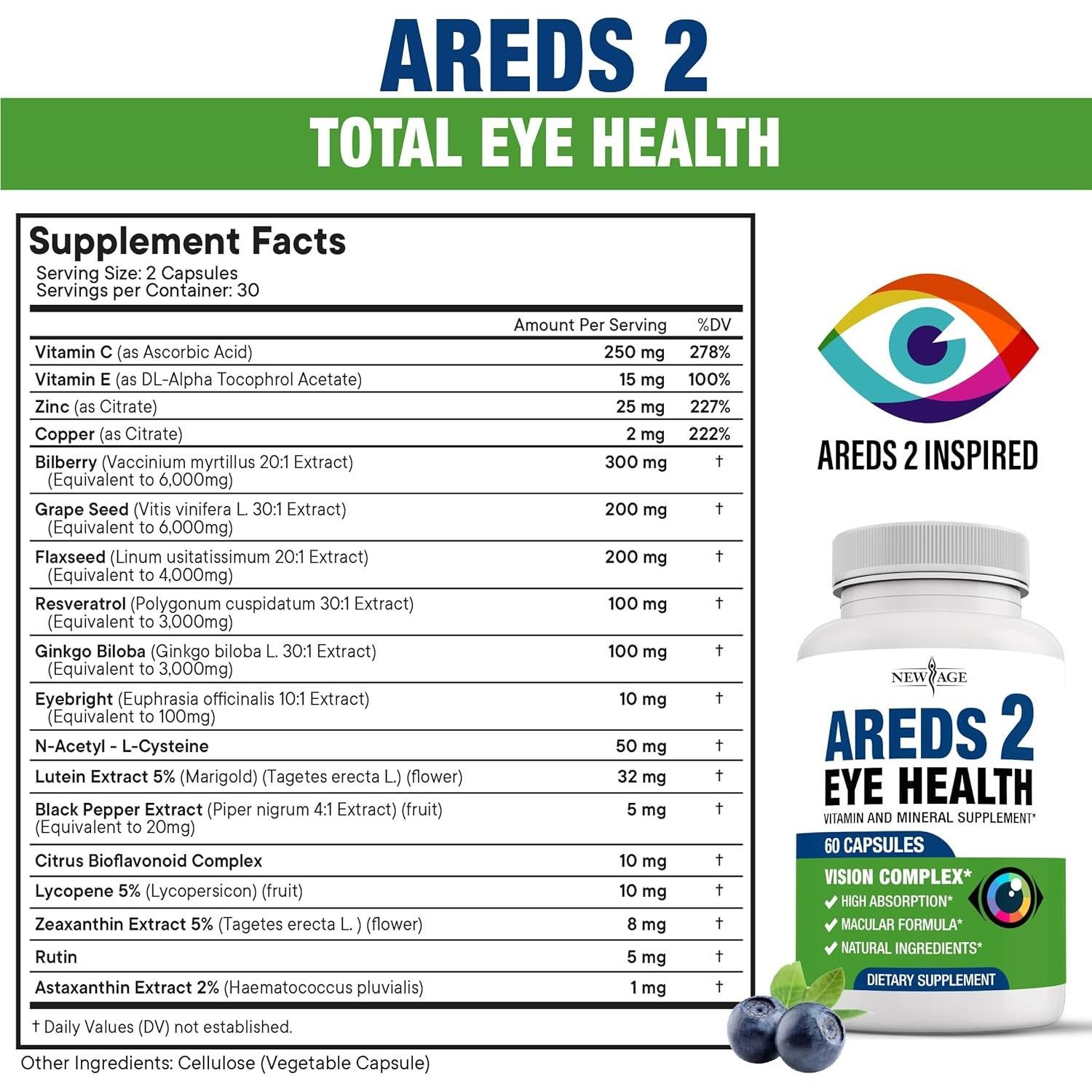 Vitaminas para los Ojos AREDS 2 New Age - 60 Cápsulas