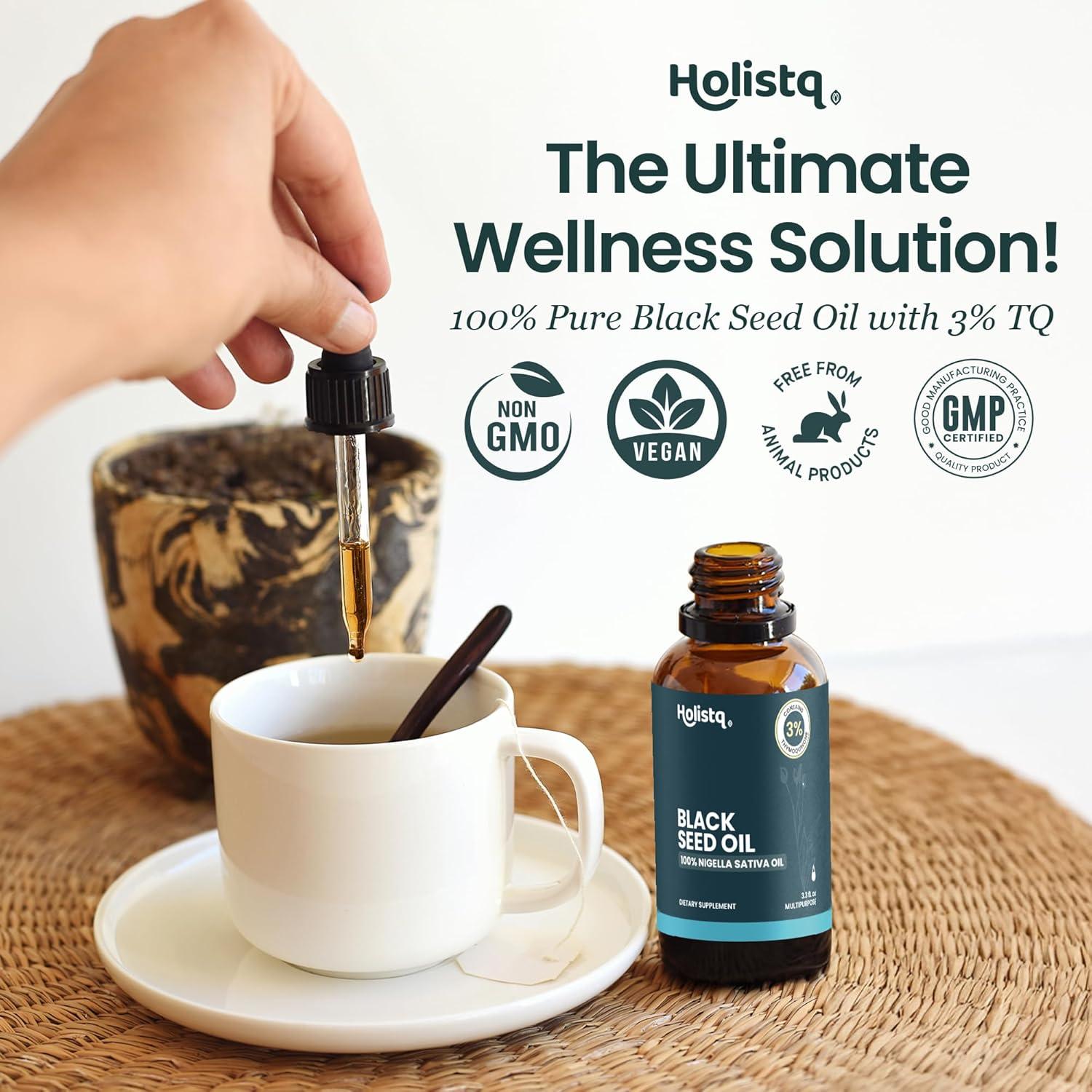 Aceite de Semilla Negra Orgánico Holistiq 100 mL - 3% Timoquinona