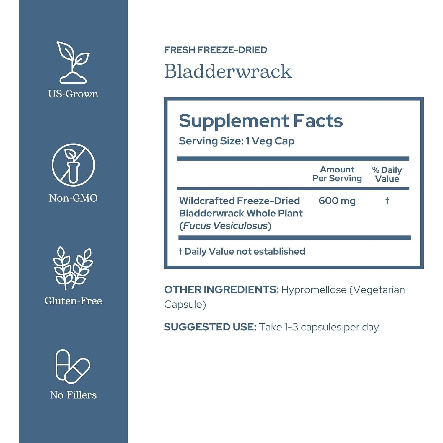 Cápsulas de Bladderwrack Eclectic Herb 90 CT | 600 mg | Vegano