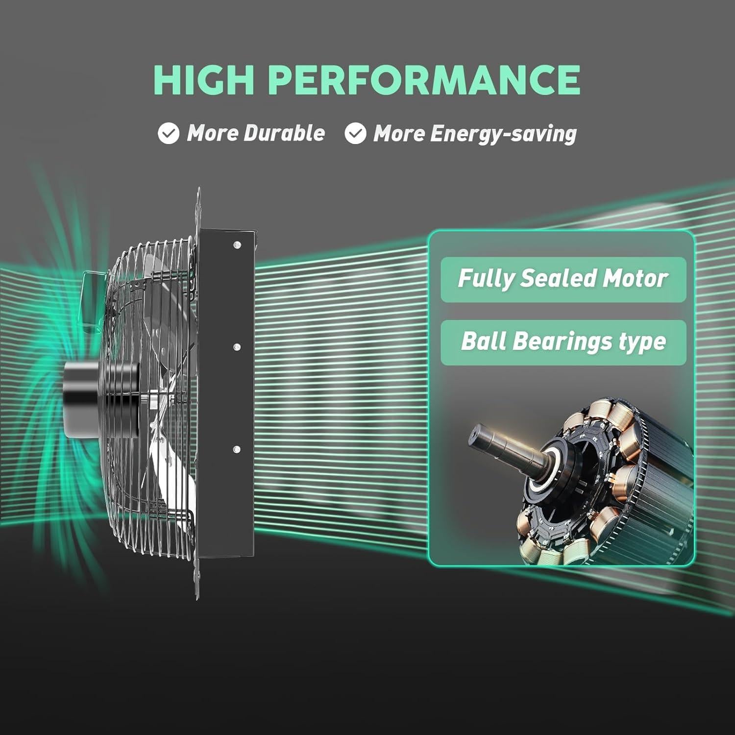 Ventilador de Escape YOZON 30.48 cm con Obturador Automático