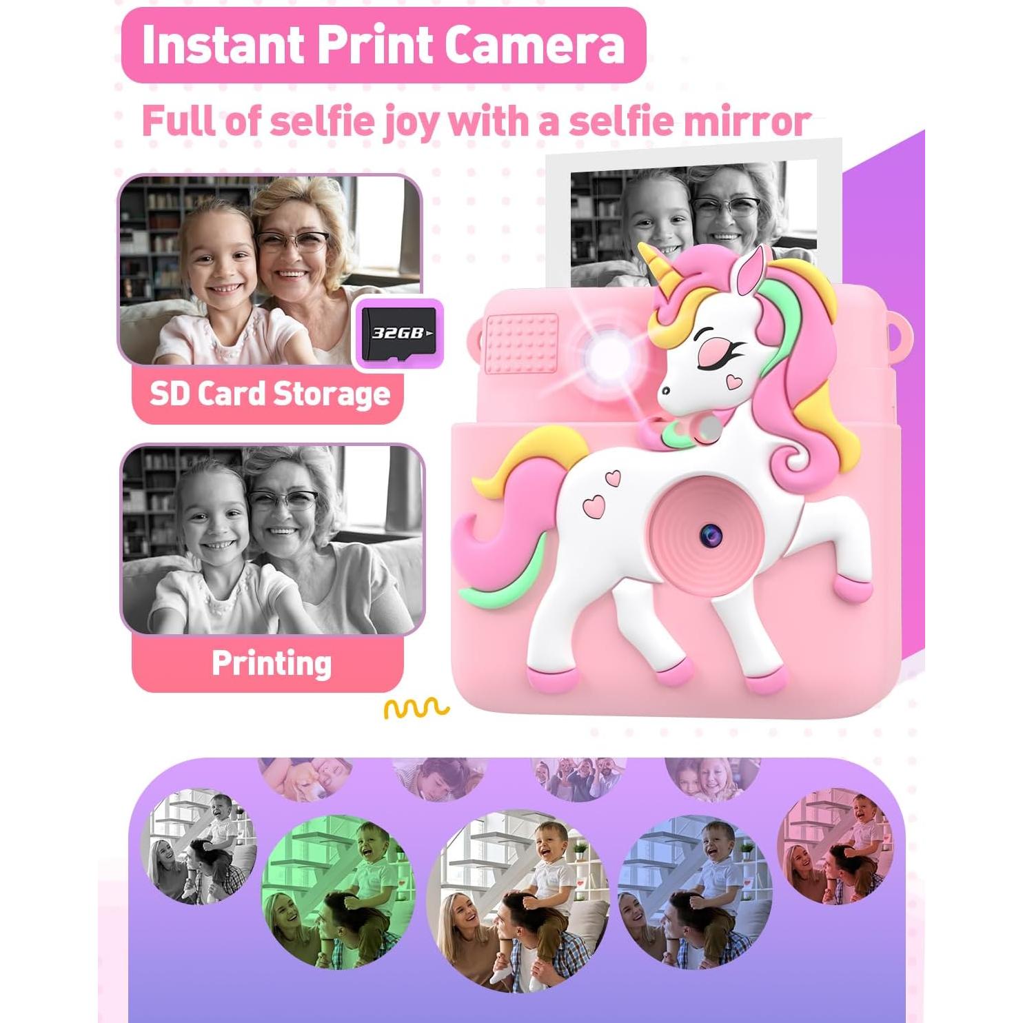 Cámara Instantánea para Niños Careenoah Rosa 1080P 8MP