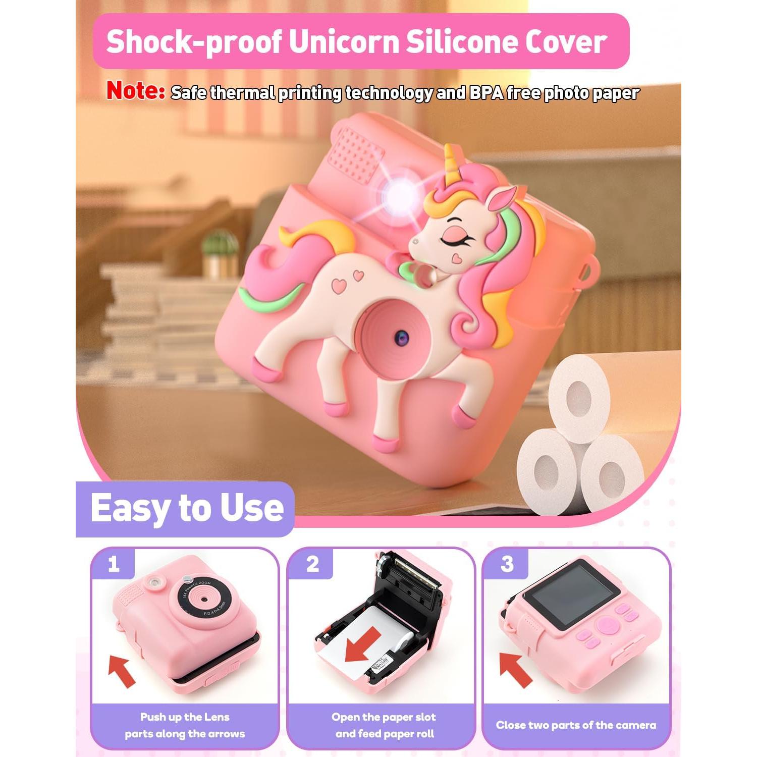 Cámara Instantánea para Niños Careenoah Rosa 1080P 8MP