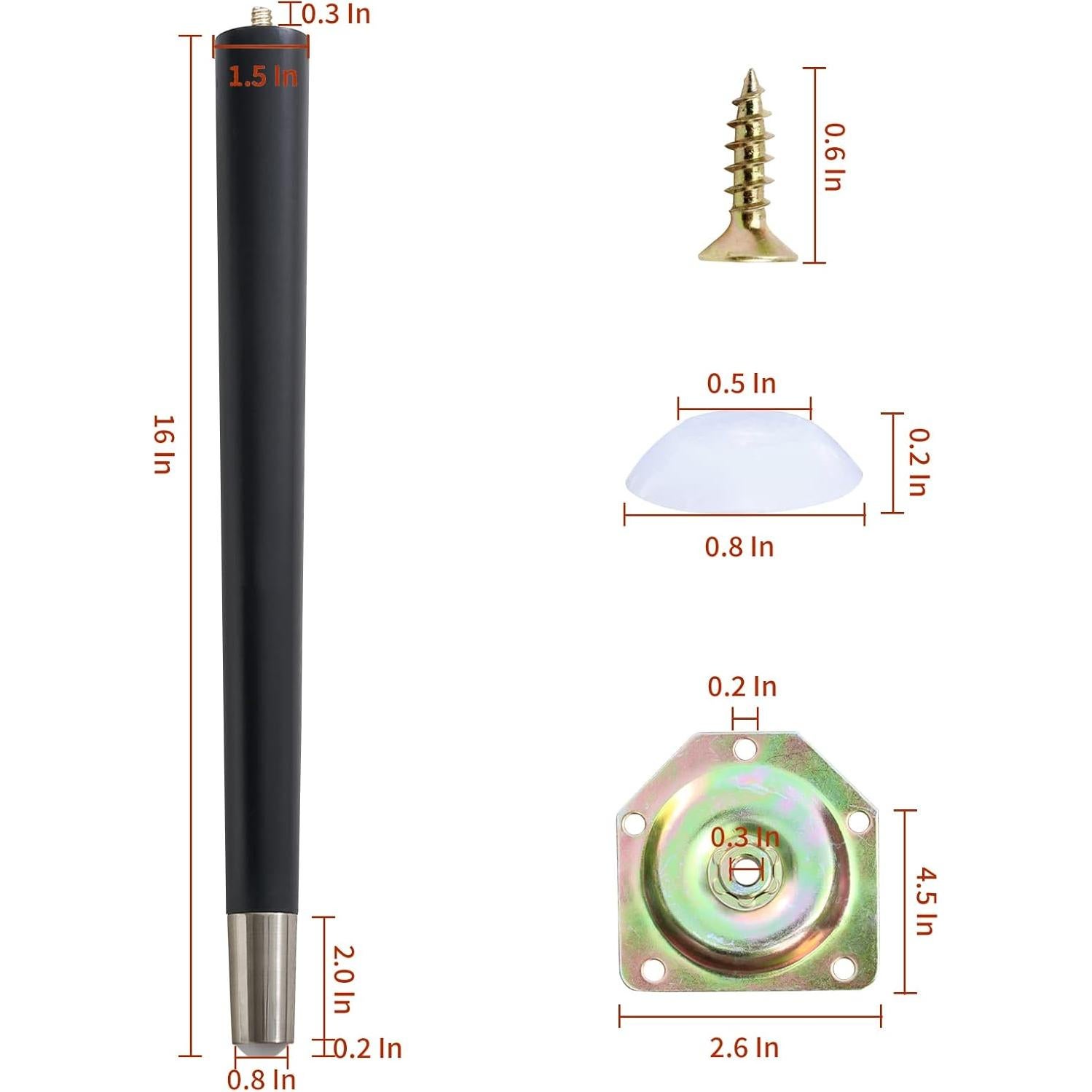 Patas de Mesa de Madera TEMI 40.64 cm - Conjunto de 4 Piezas