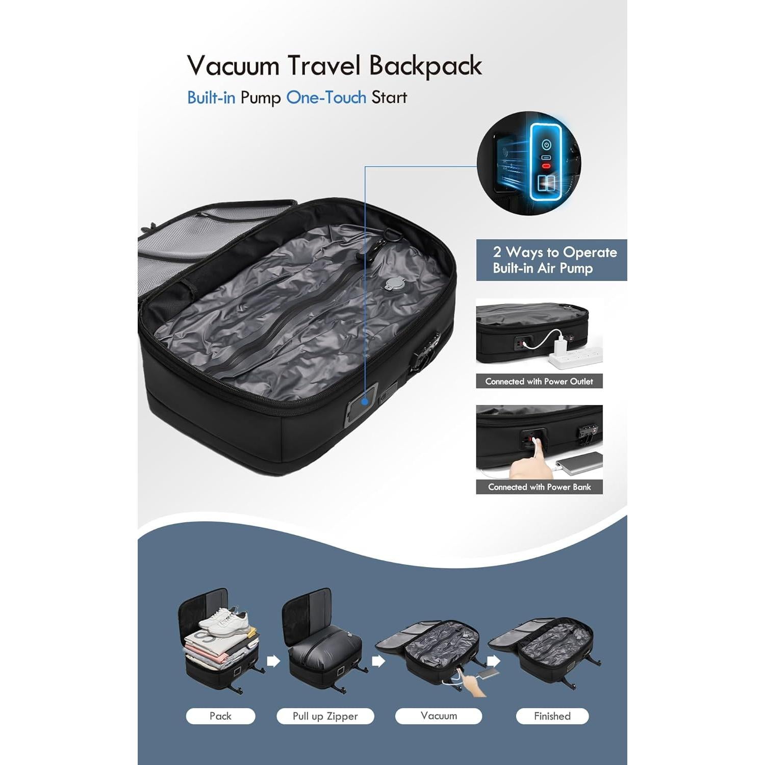 Mochila de Viaje Expandible 80L IKYWT con Bomba al Vacío