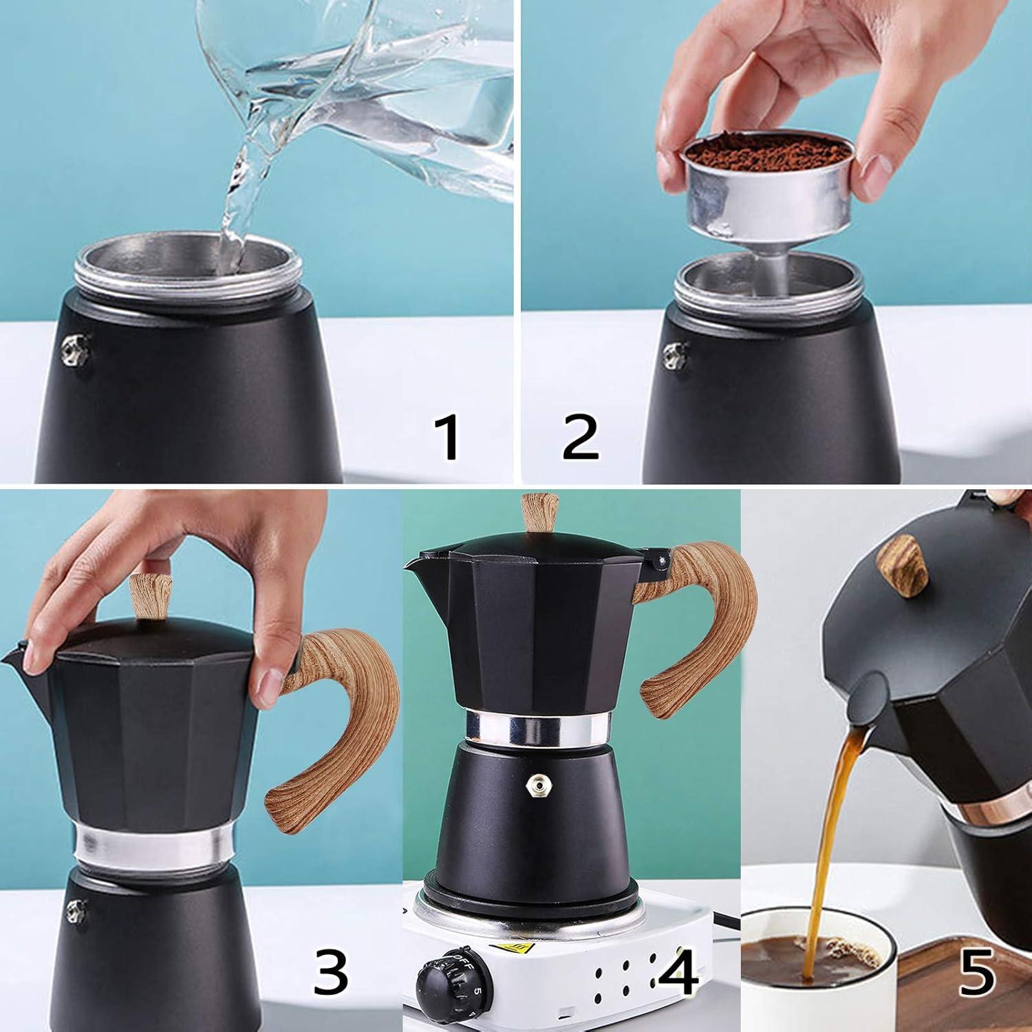 Cafetera Moka Italiana AIFUSI 3 Tazas 150 ml Manual