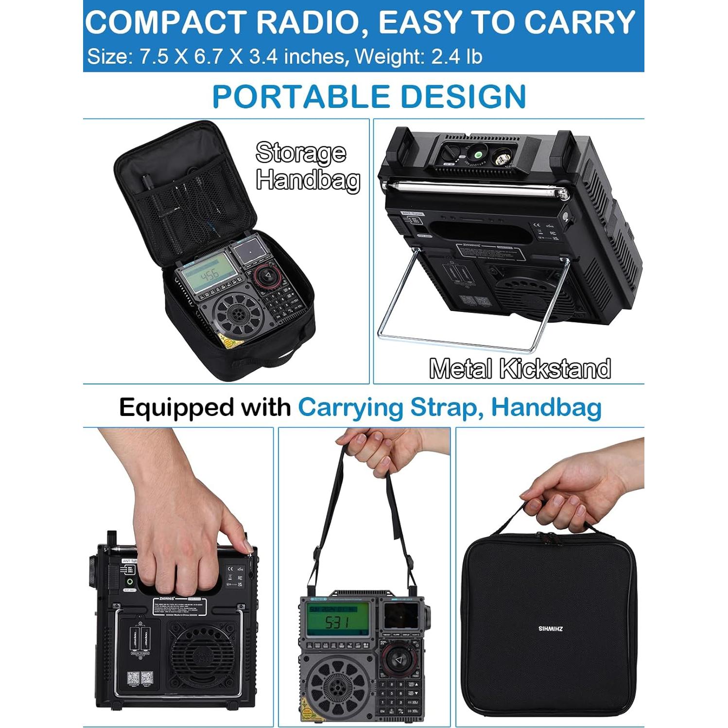 ZHIWHIS Shortwave Radio with SSB and Extra Antenna, AM FM CB LW AIR VHF UHF SW WB SSB Receiver, NOAA Weather/Antenna Tuner/APP Control/Bluetooth/20W Speaker/1600 Presets/Rechargeable Radios ZWS-C919