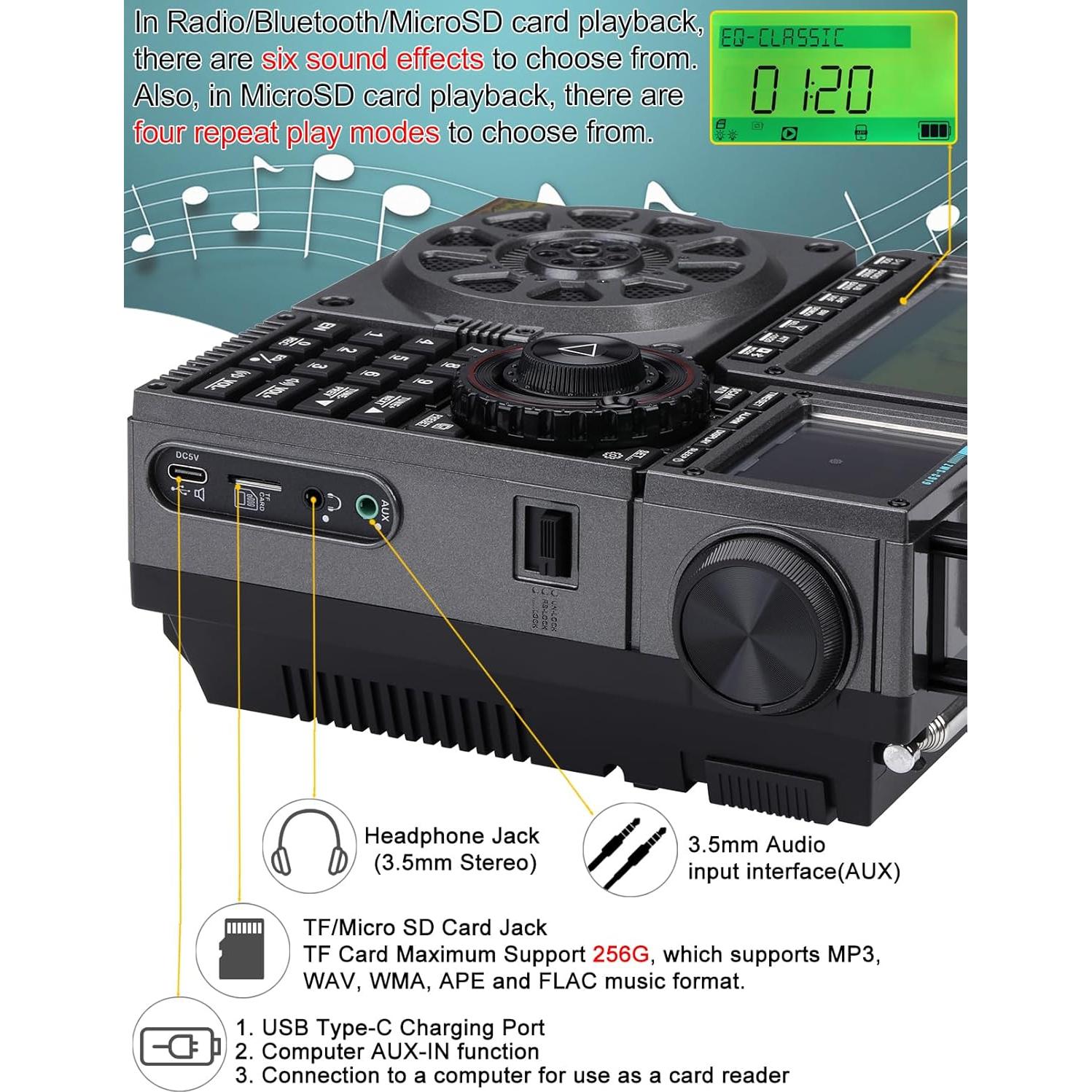 ZHIWHIS Shortwave Radio with SSB and Extra Antenna, AM FM CB LW AIR VHF UHF SW WB SSB Receiver, NOAA Weather/Antenna Tuner/APP Control/Bluetooth/20W Speaker/1600 Presets/Rechargeable Radios ZWS-C919