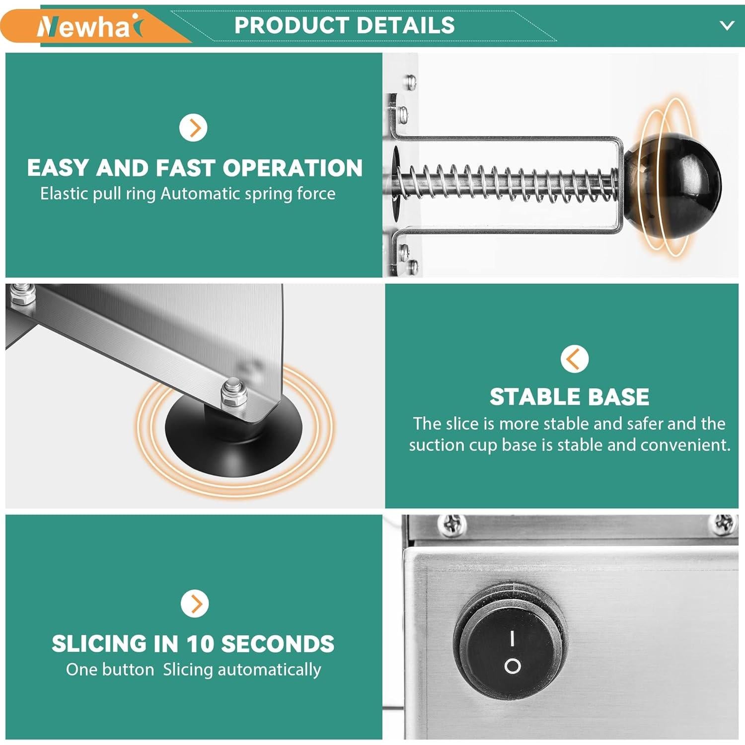 Cortadora de Verduras Eléctrica Newhai 0-10mm Acero Inoxidable