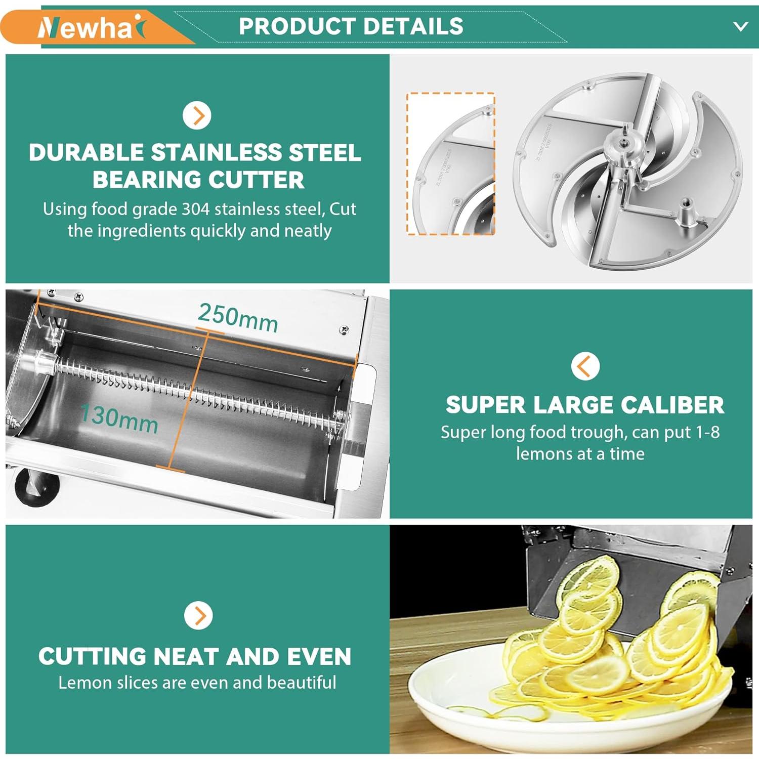 Cortadora de Verduras Eléctrica Newhai 0-10mm Acero Inoxidable