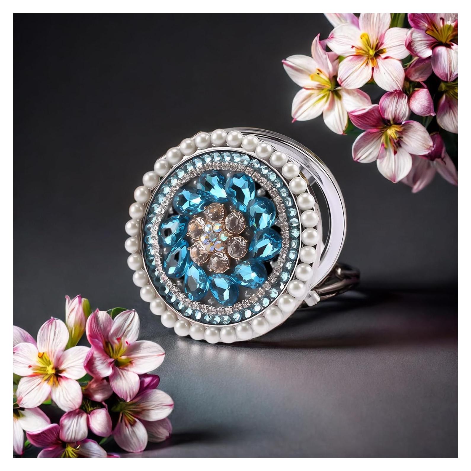 Espejo Compacto Portátil Amanman 1x/2x Aqua 7.62cm