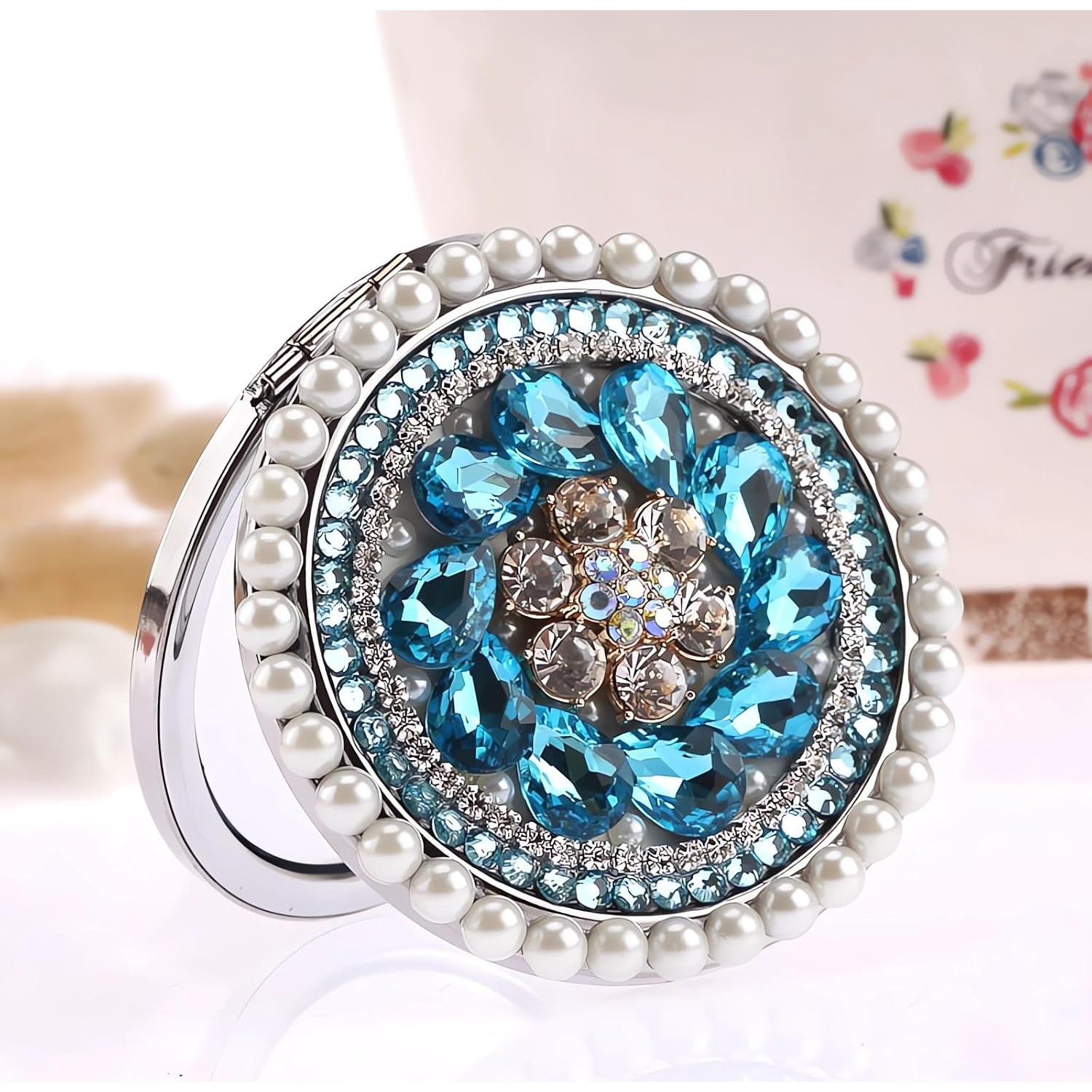 Espejo Compacto Portátil Amanman 1x/2x Aqua 7.62cm