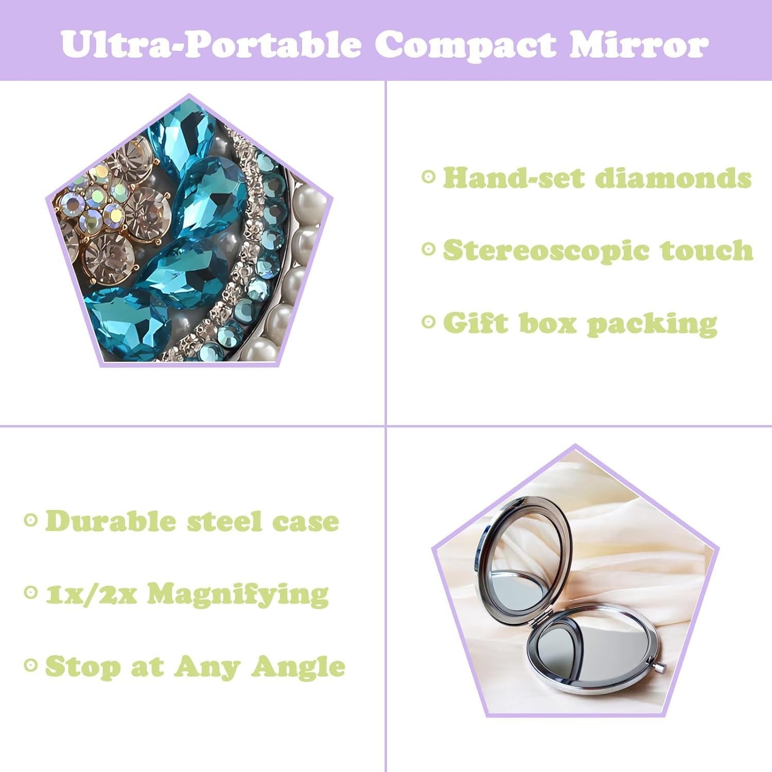 Espejo Compacto Portátil Amanman 1x/2x Aqua 7.62cm