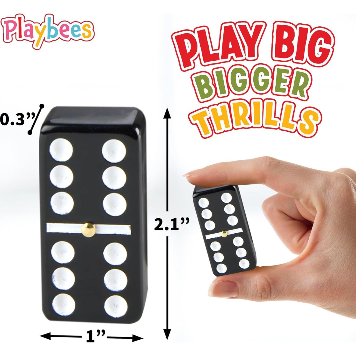 Juego de Dóminos Jumbo Doble Seis Playbees - 28 Fichas Negras