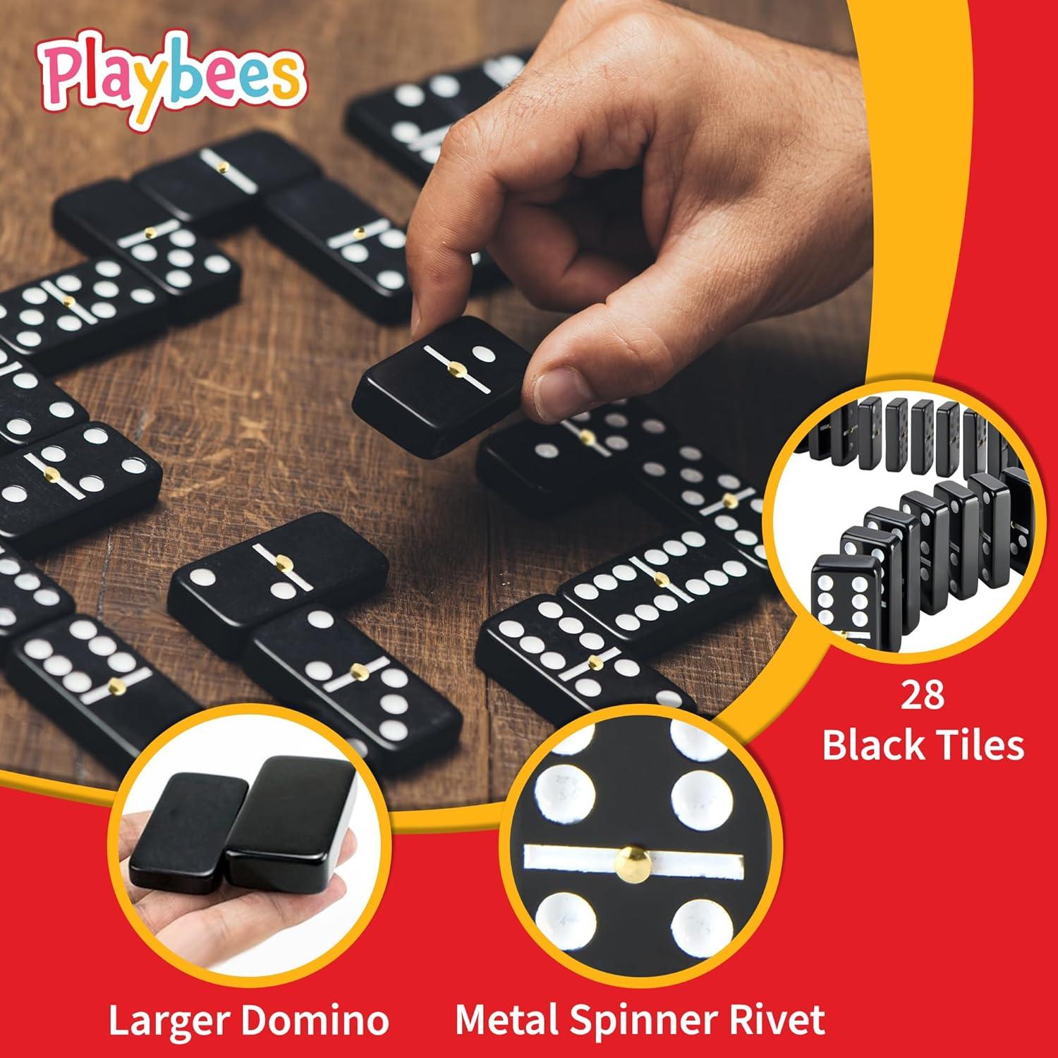 Juego de Dóminos Jumbo Doble Seis Playbees - 28 Fichas Negras