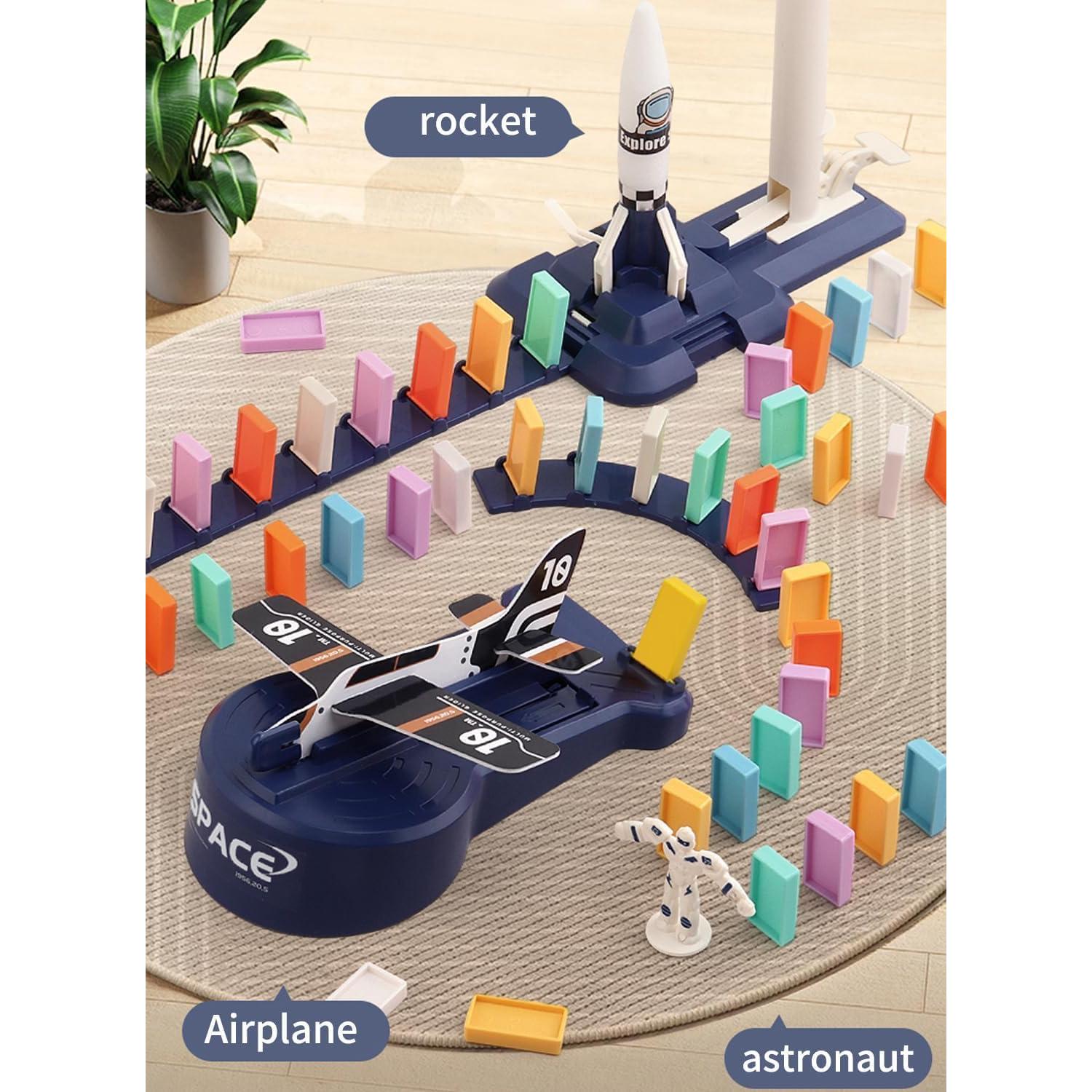 Juguete de tren de dominó B-Qtech 200 piezas para niños 3-8 años