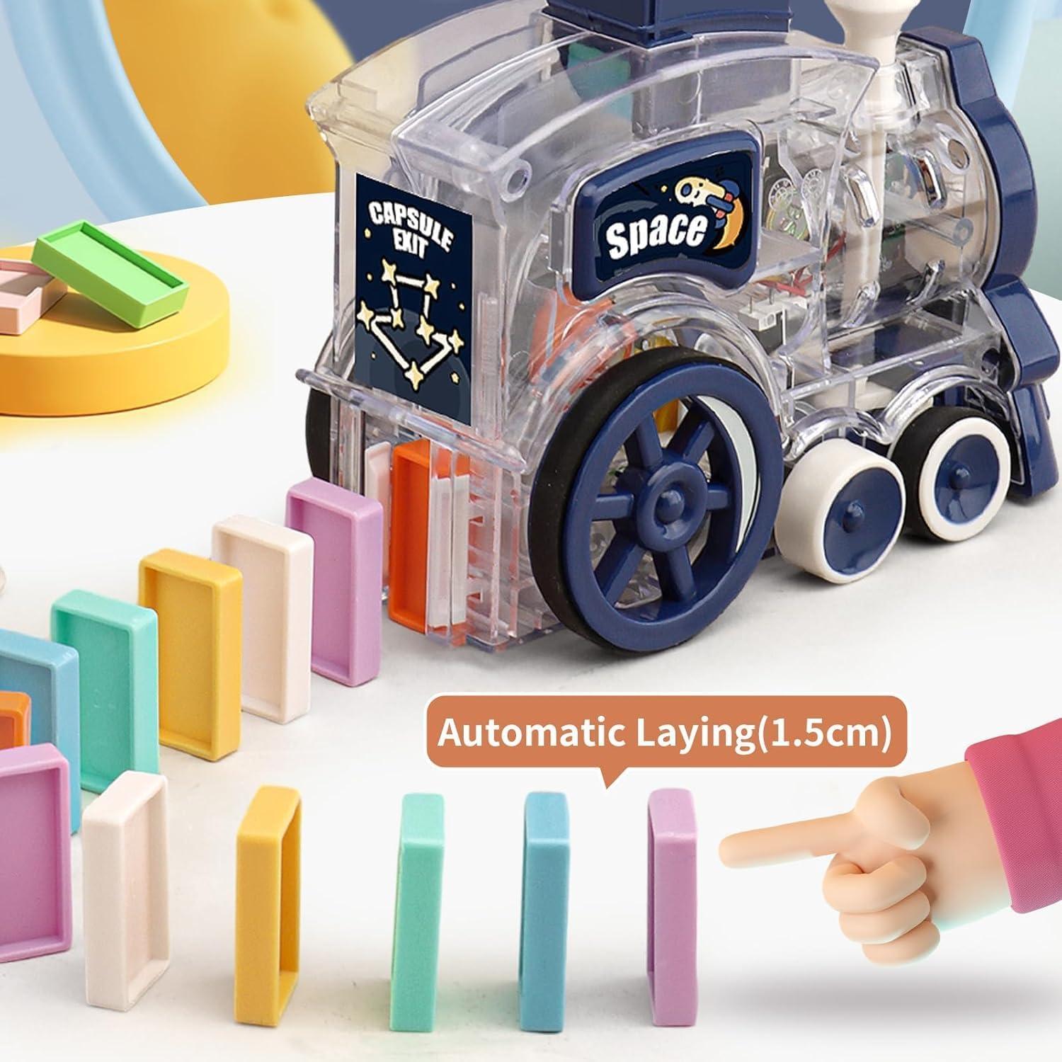 Juguete de tren de dominó B-Qtech 200 piezas para niños 3-8 años